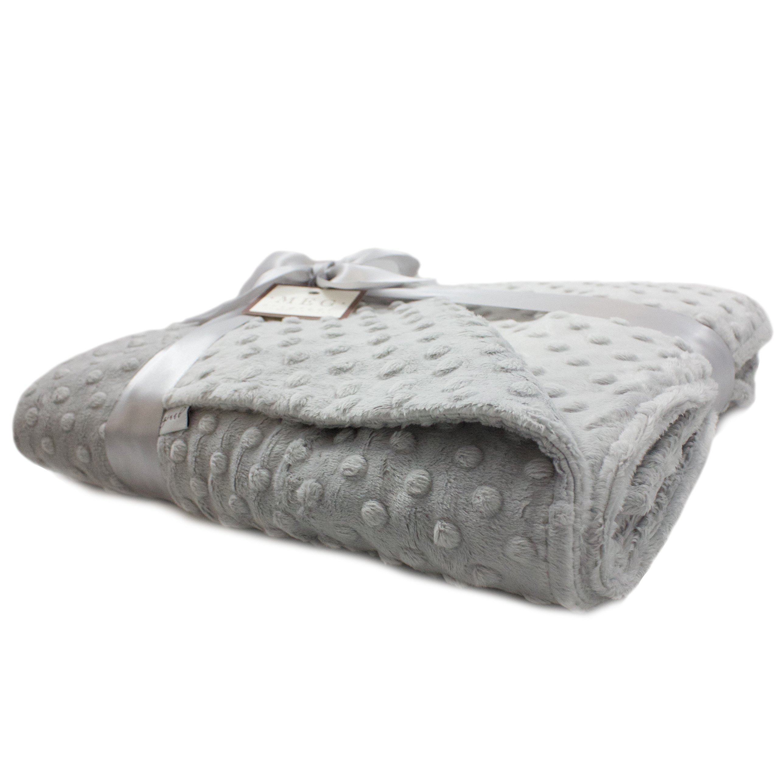 Soft Baby Minky Dot Blanket - Silver Gray for Crib & Nursery Comfort