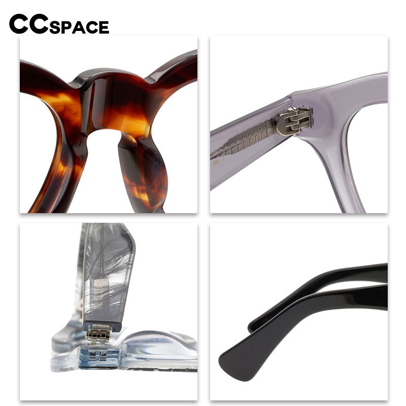 CCspace Unisex Full Rim Round Acetate Reading Glasses R47361 - Stylish & Comfortable Readers for Men & Women - Perfect for Reading, Working & Daily Use