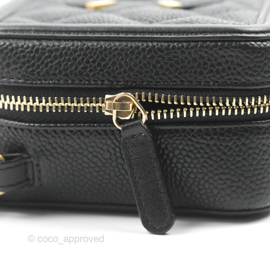 Chanel CC Filigree Vanity Clutch With Chain - Caviar Black Leather & Aged Gold Hardware - Luxury Evening Bag for Women, Perfect for Parties, Weddings & Special Occasions