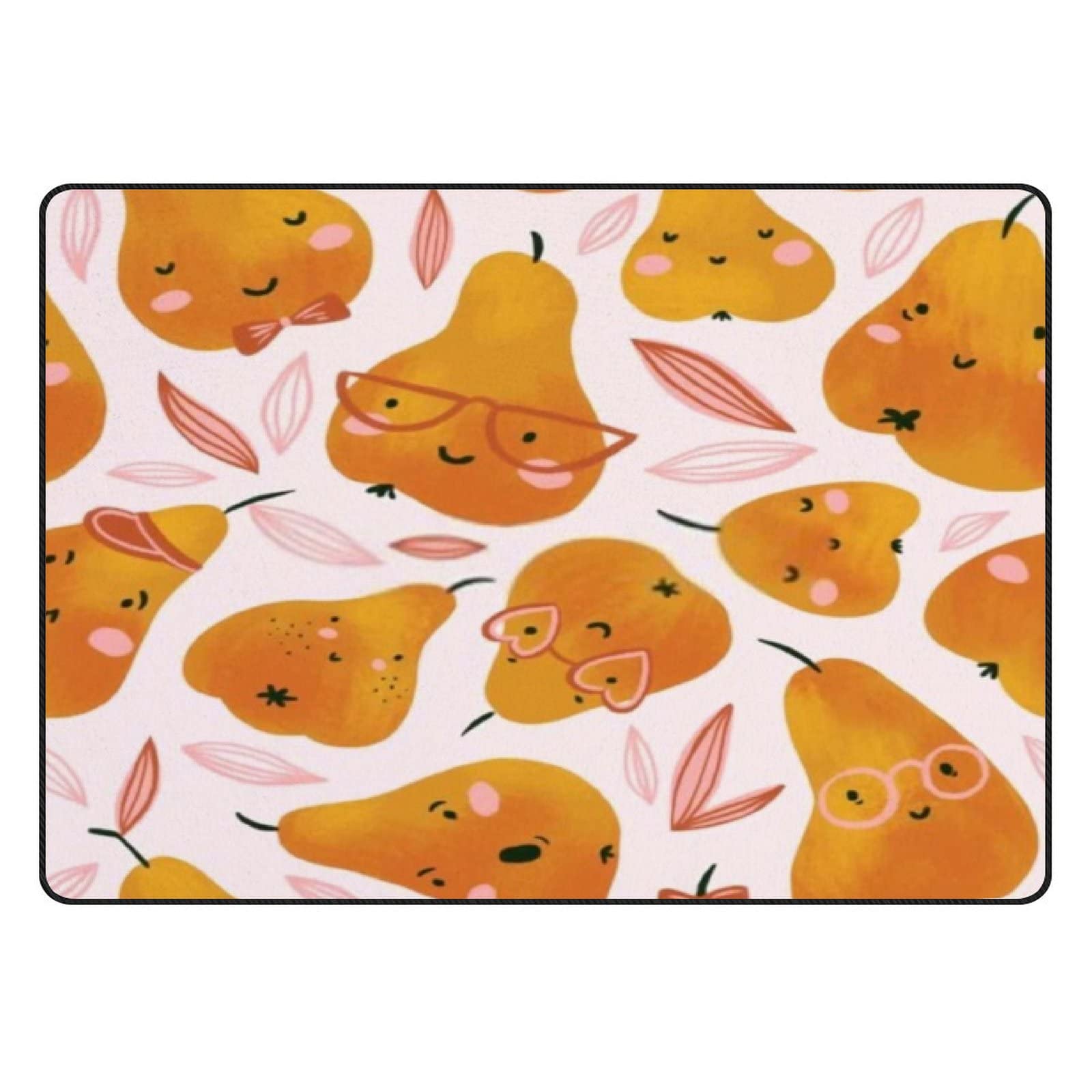 Non-Slip Soft Orange Pears Area Rug - 80x58in Large Indoor Floor Mat for Bedroom, Living Room, Nursery, Dorm & Office Decor | Cute Home Carpet with Runner Design, Perfect for Kids Room & Under Desk