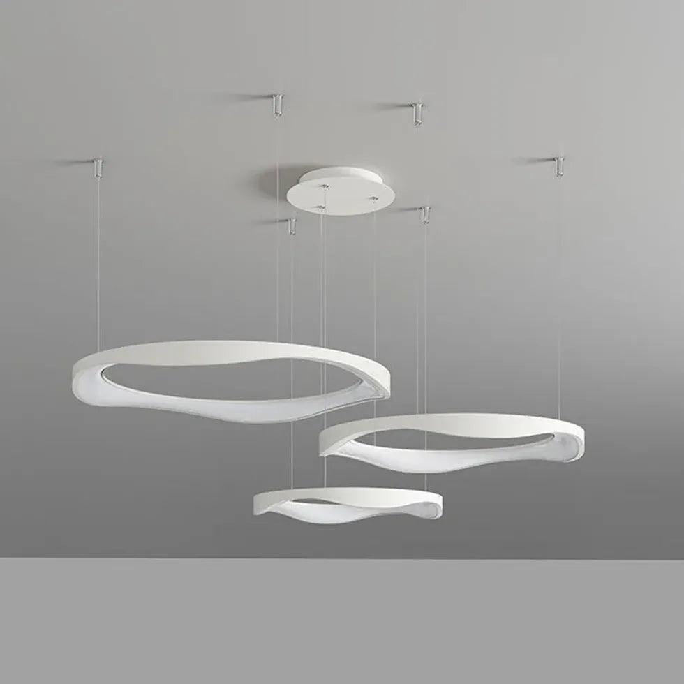Modern Ring Shaped Metal Acrylic LED Pendant Light for Living Room - Dimmable Hanging Ceiling Lamp for Dining Room, Bedroom, Kitchen & Office Lighting