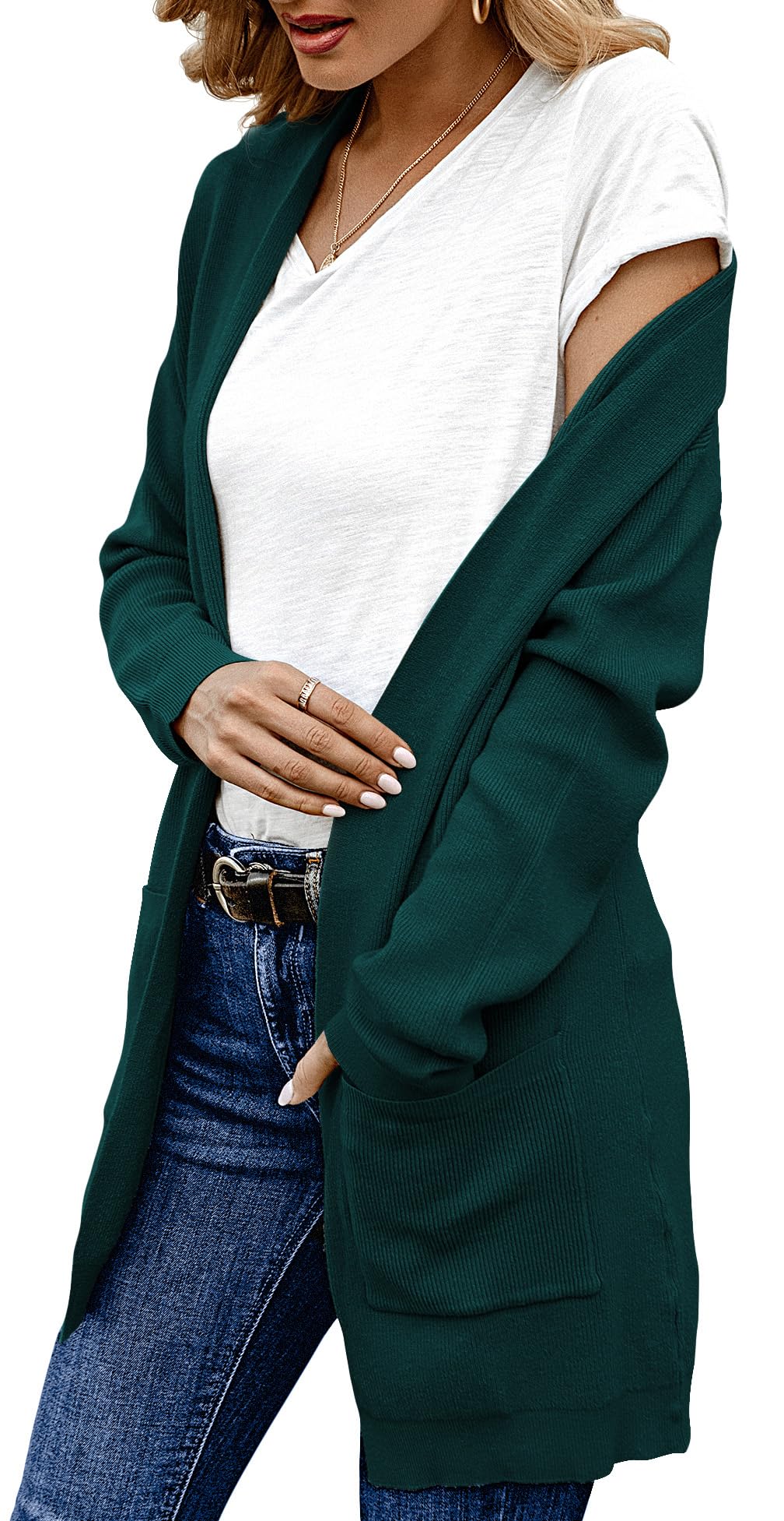 ANIXAY Women's Long Sleeve Open Front Knit Cardigan Sweater with Pockets - Cozy Fall & Winter Outerwear for Office, Casual Wear and Layering 2024