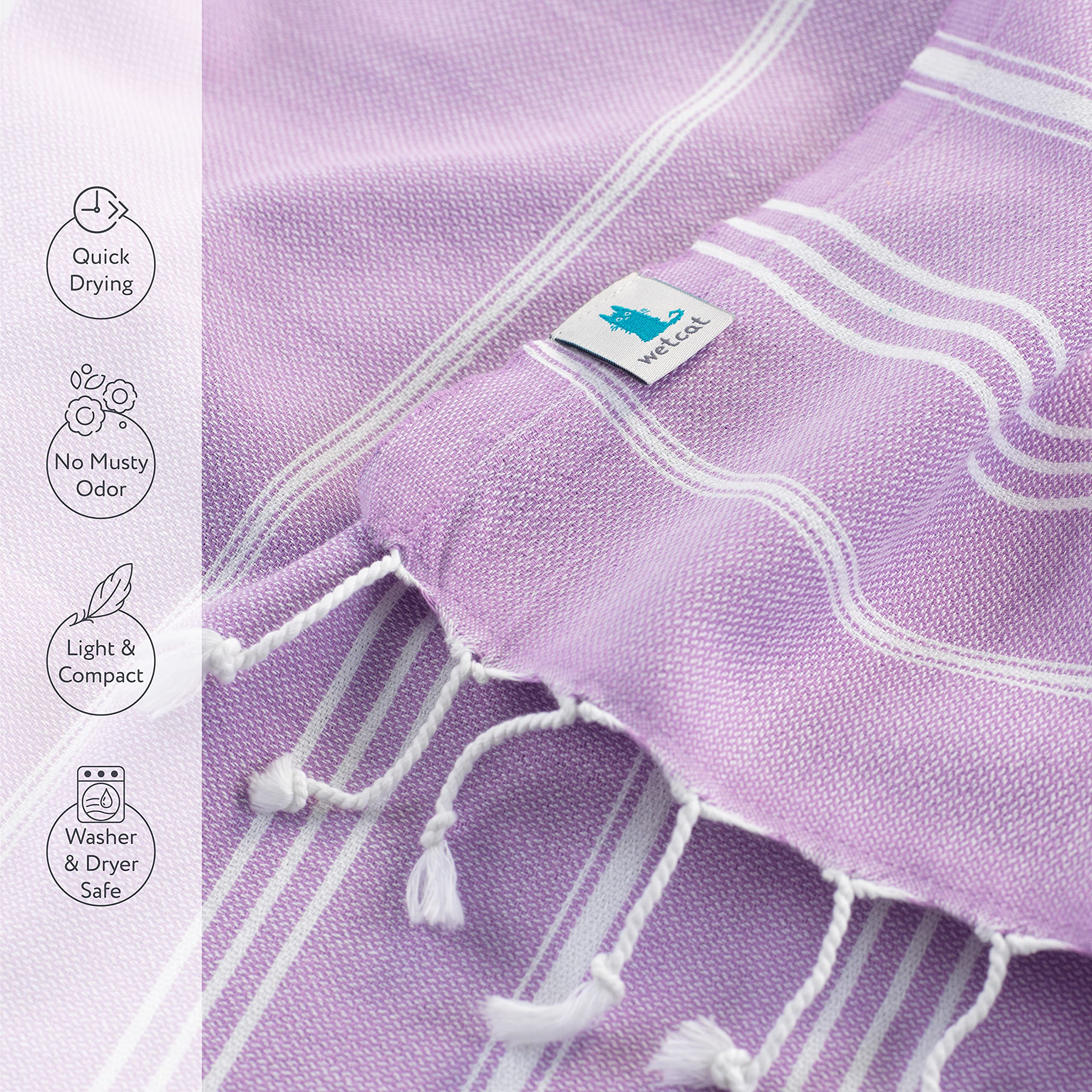Premium WETCAT Turkish Hand Towels Set of 2 - 100% Cotton, Quick Drying, Pre-Washed (20