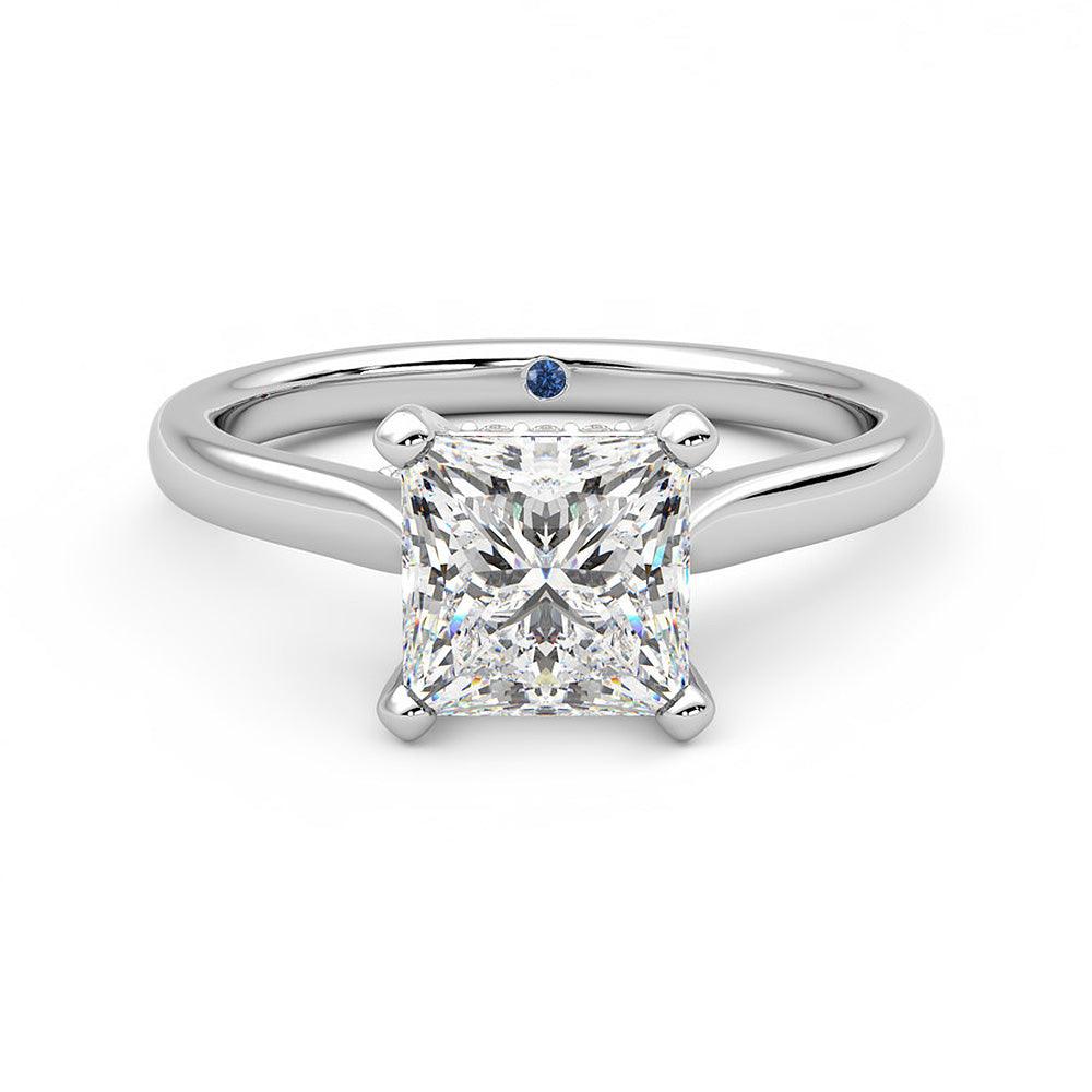 Princess Cut Moissanite Engagement Ring with Hidden Anniversary Stone & Secret Accents - Perfect for Proposals, Weddings & Anniversary Gifts
