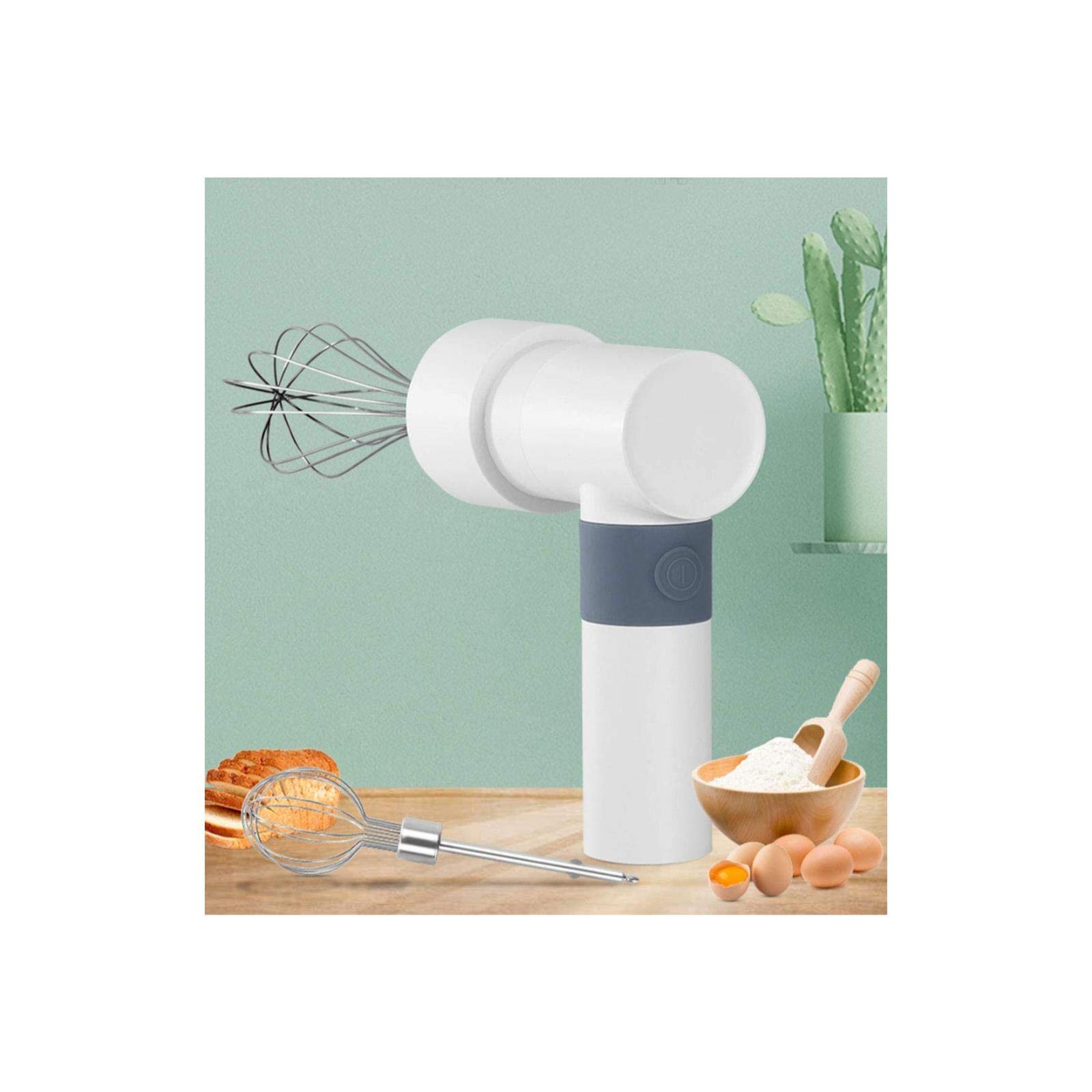 **Rechargeable Handheld Electric Mixer - Lightweight Stainless Steel Egg Whisk with Attachments for Baking, Cooking & Smoothies | Battery-Powered Kitchen Blender**