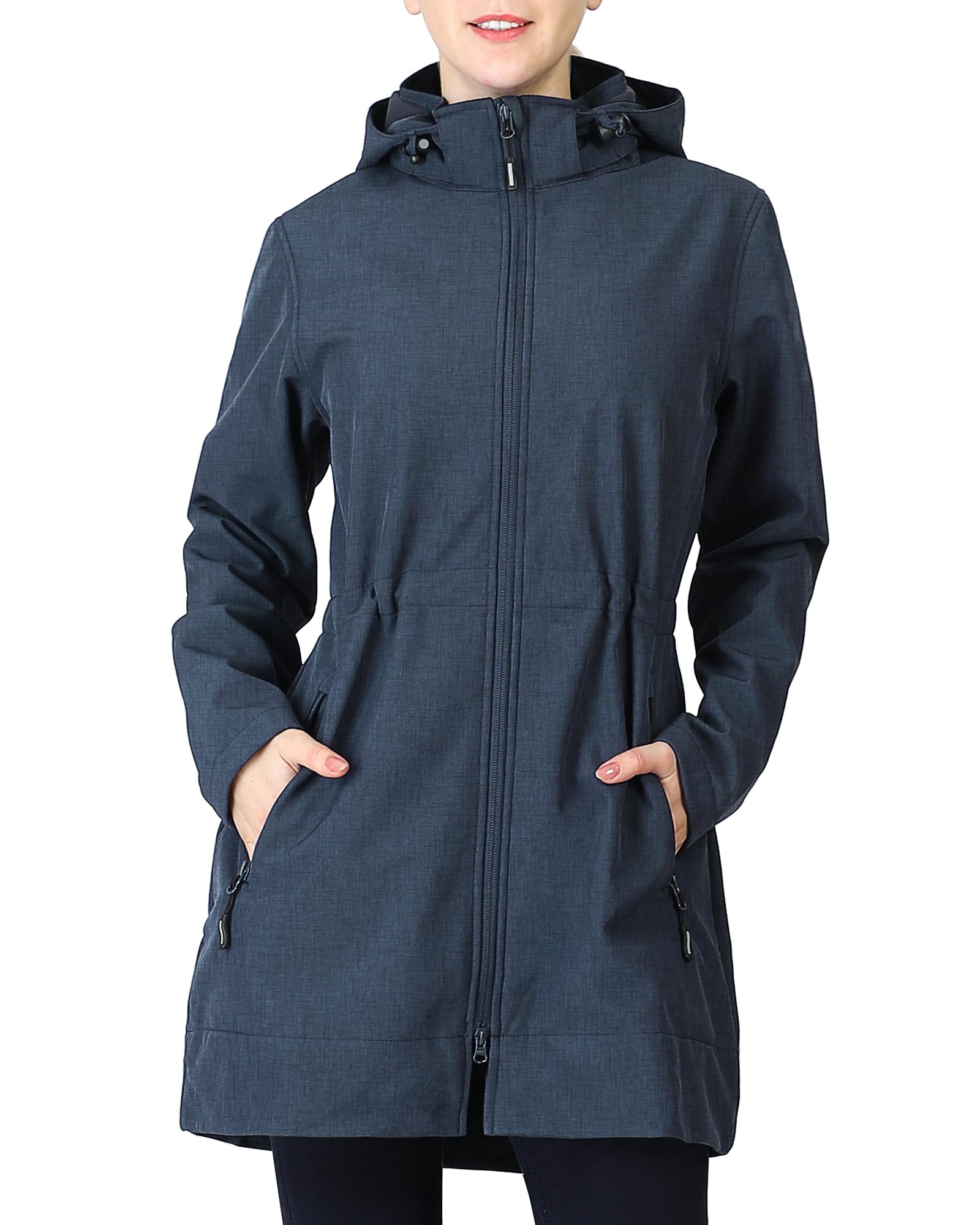 **Outdoor Ventures Women's Softshell Jacket - Fleece Lined Windbreaker with Removable Hood, Insulated & Waterproof for Hiking, Camping & Winter Activities**