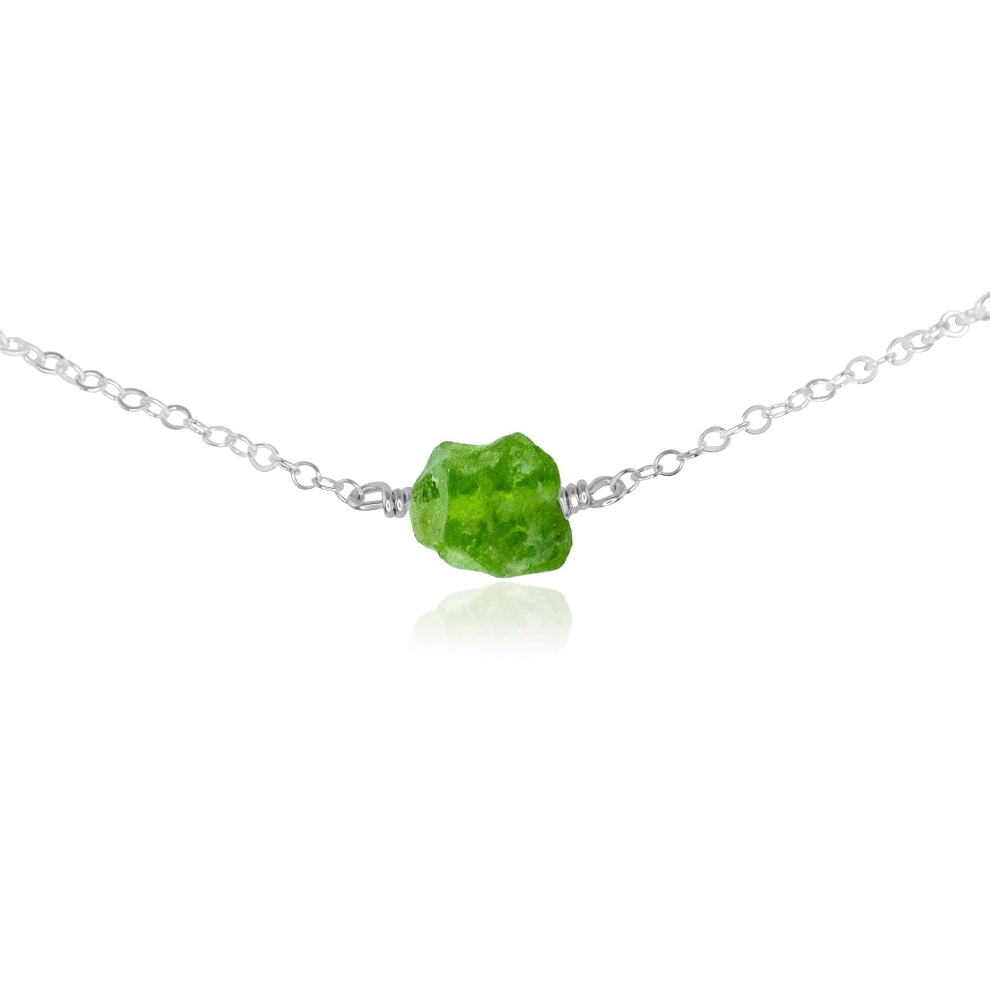 Natural Tiny Raw Peridot Crystal Nugget Choker Necklace - Dainty Bohemian Jewelry for Women, Perfect for Everyday Wear & Spiritual Healing