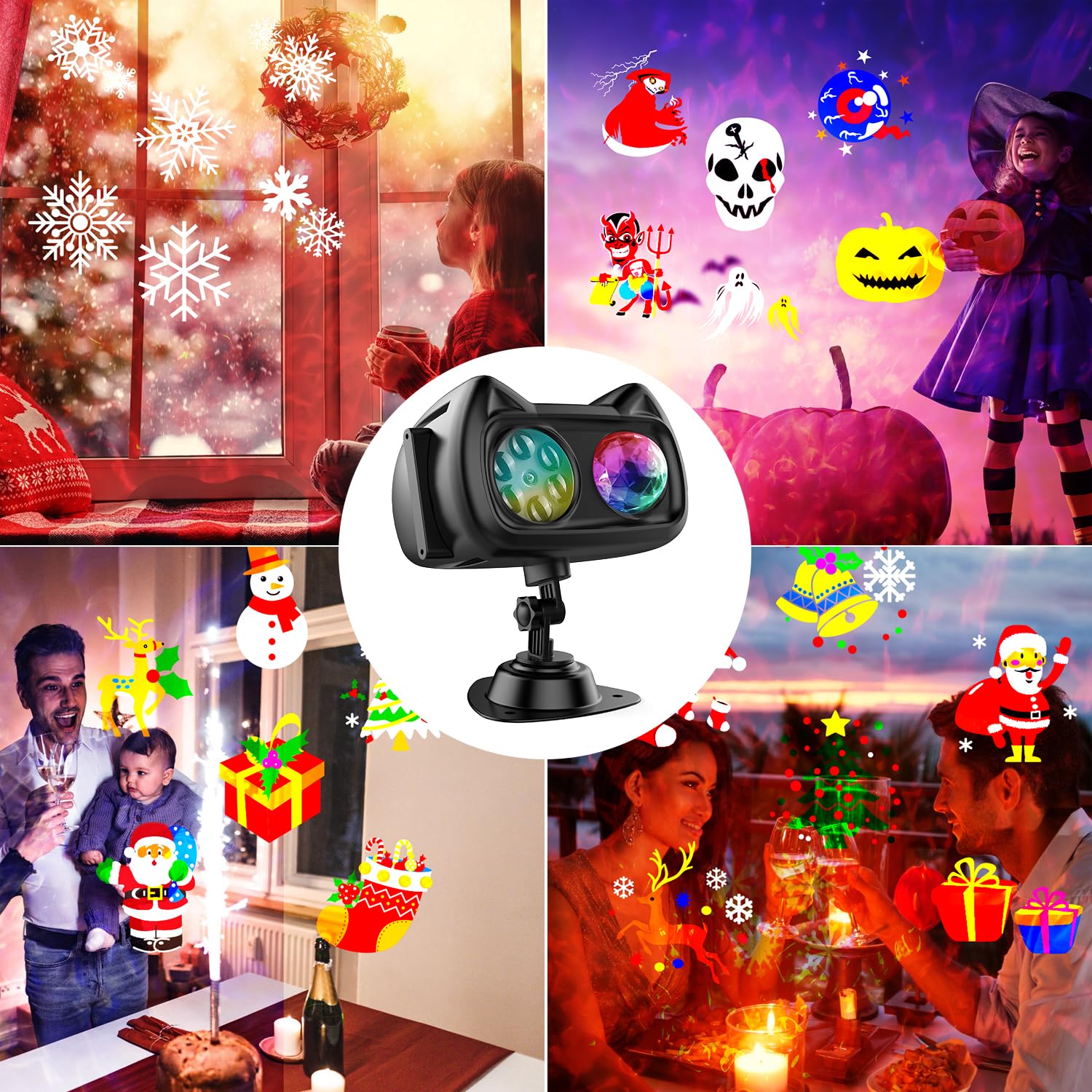 Christmas Projector Lights Outdoor - 18 HD 3D Effects with Ocean Wave & Holiday Patterns, Waterproof Holiday Light Projector with Timer - Perfect for Yard Decorations, House Lighting & Festive Atmosphere