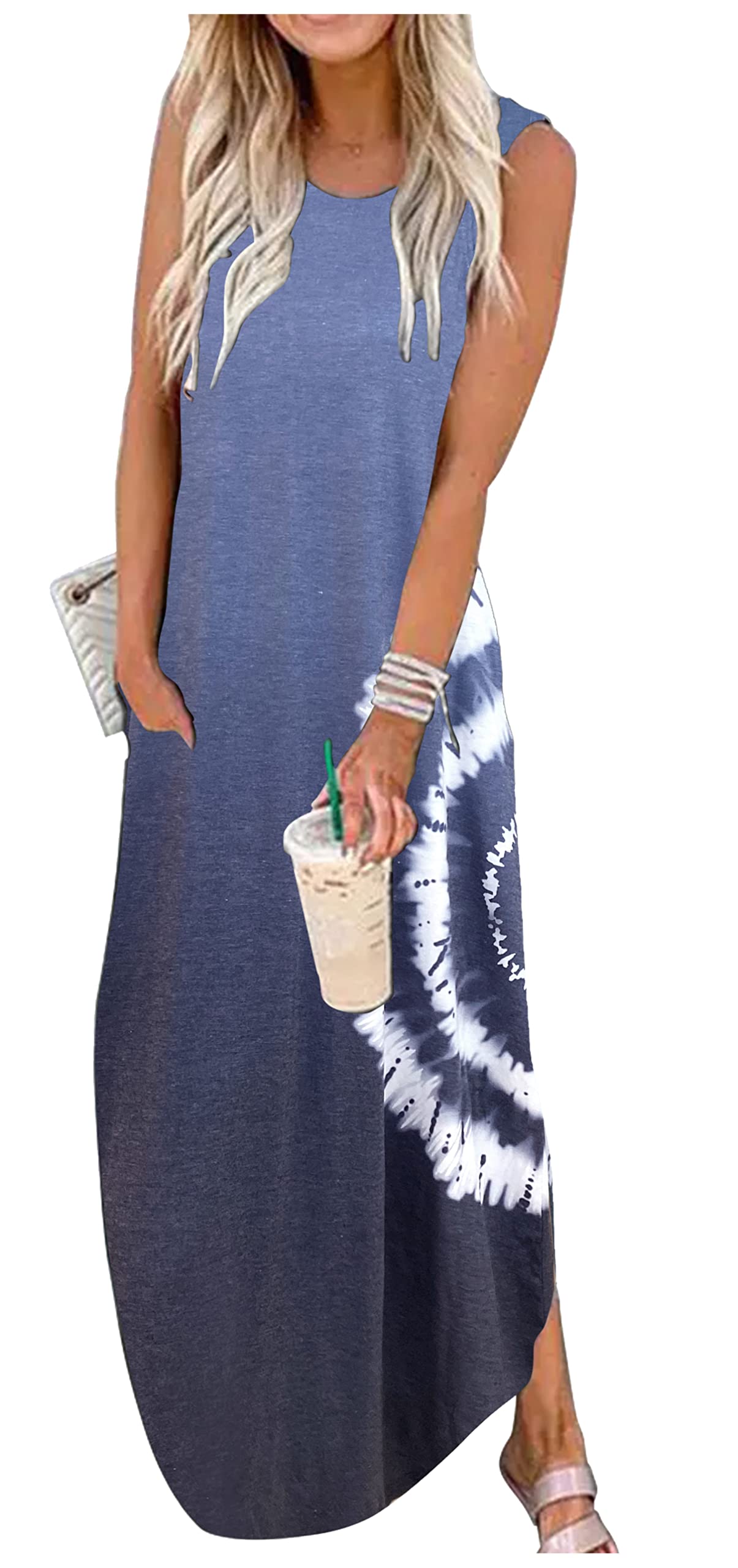 2025 Women's Summer Dresses - Floral Boho Maxi Sundress with Pockets for Beach Vacation & Tropical Getaways | Perfect for Pool Parties, Resort Wear and Casual Outings