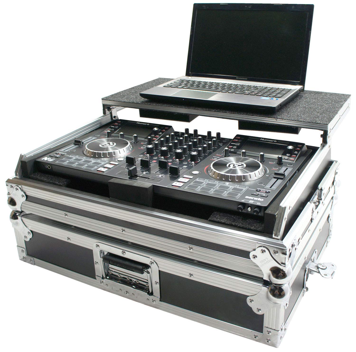 Numark NV II DJ Case - Harmony Audio HCNVLT Flight Glide Laptop Stand & Custom Road Case for DJ Equipment | Perfect for Club Gigs, Touring & Mobile DJ Setup