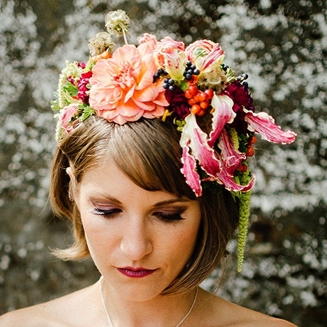 Premium Full Floral Crown - Elegant Artificial Flower Headpiece for Weddings, Festivals & Photo Shoots | Boho Bridal Accessory, Spring Party Hair Garland