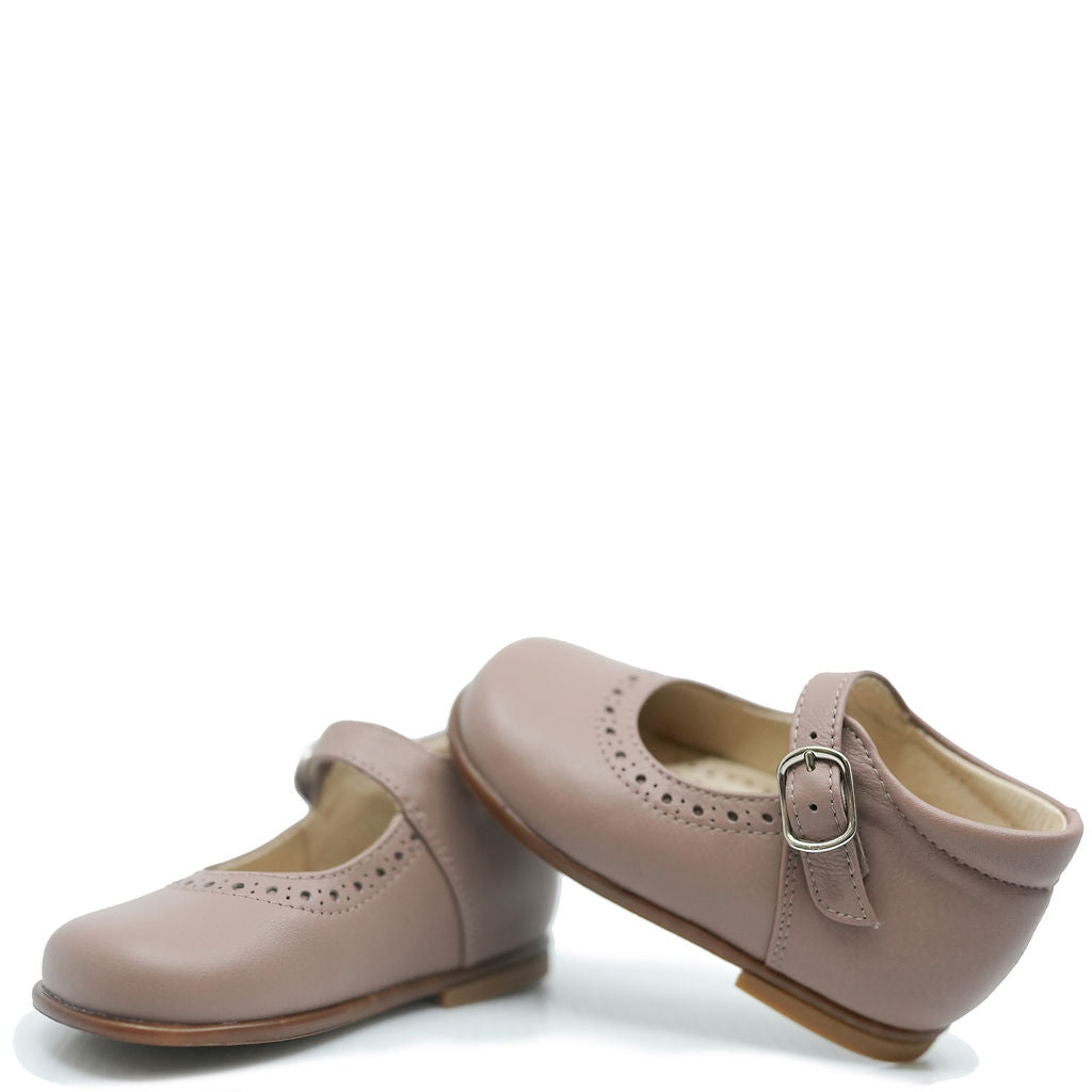 Beberlis Rose Pink Perforated Baby Mary Jane Shoes - Soft Leather First Walkers for Girls 6-12 Months | Perfect for Special Occasions, Photo Shoots & Everyday Wear