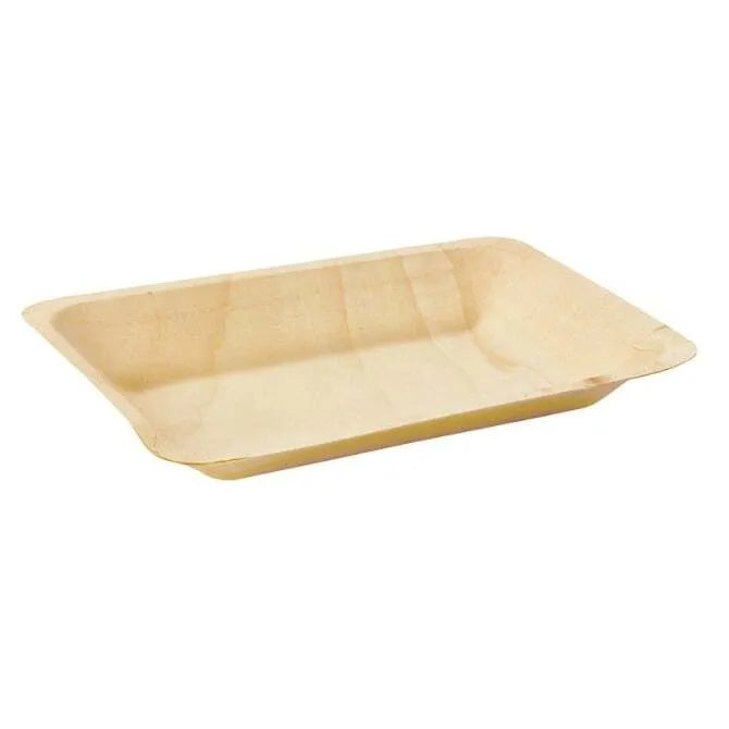 50 Pack Rectangular Poplar Wood Plates 5x7 Inches - Natural Wood Serving Trays for Appetizers, Desserts, Cheese & Charcuterie Displays