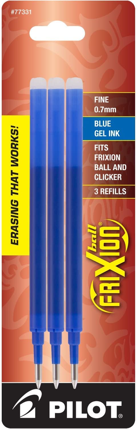 PILOT FriXion Gel Ink Refills for Erasable Pens - Fine Point 0.7mm Blue Ink (3-Pack) - Smooth Writing for School, Office & Note Taking