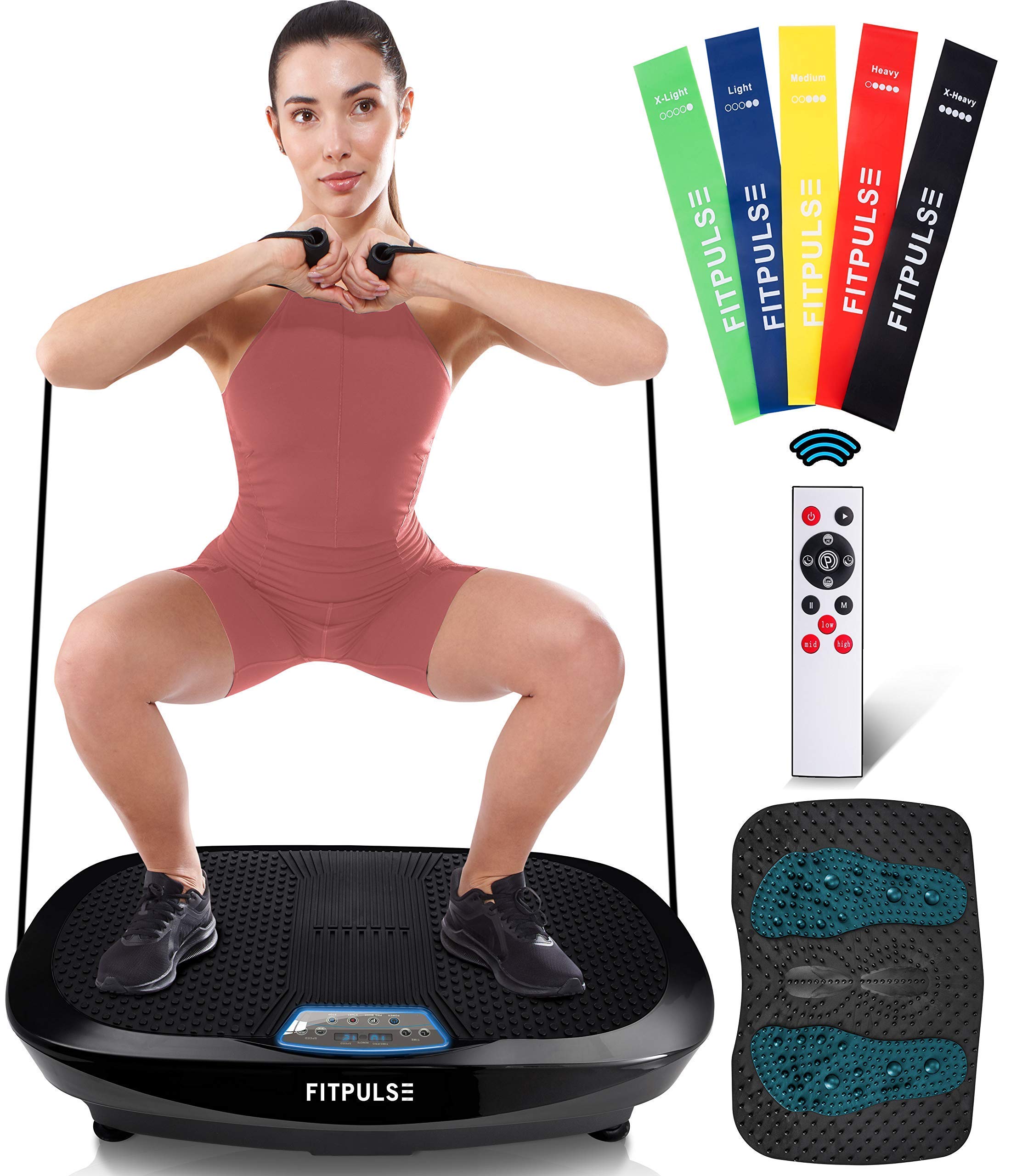 FITPULSE Elite Vibration Plate Exercise Machine - Triple Motor Full Body Workout Platform for Weight Loss & Muscle Toning - Home Gym Equipment for Fitness, Recovery & Cellulite Reduction (Perfect for Home, Office & Physical Therapy)