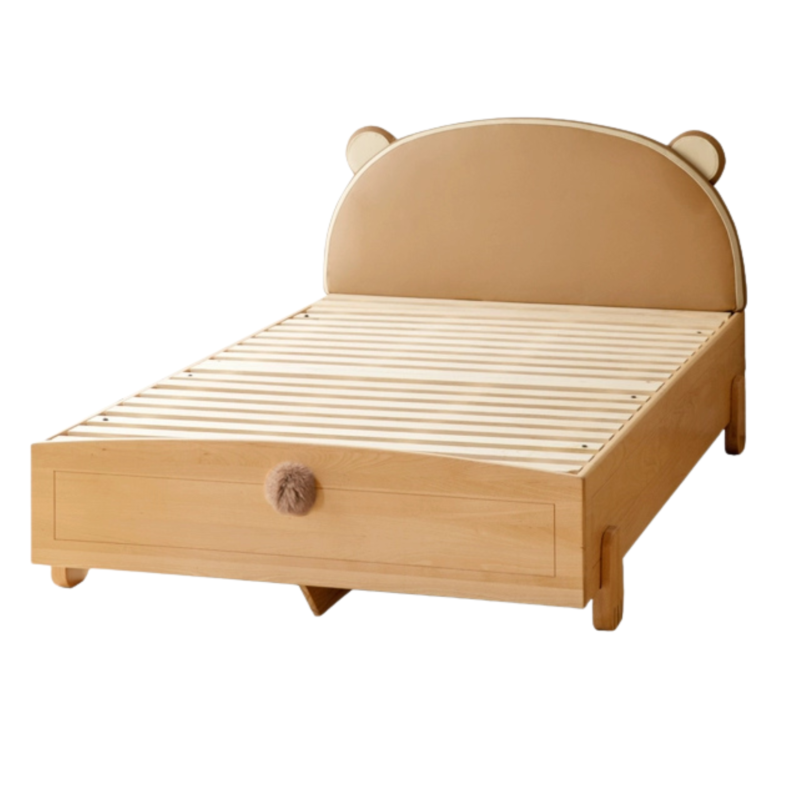 Natural wood color Beech Bear Children's Box Bed