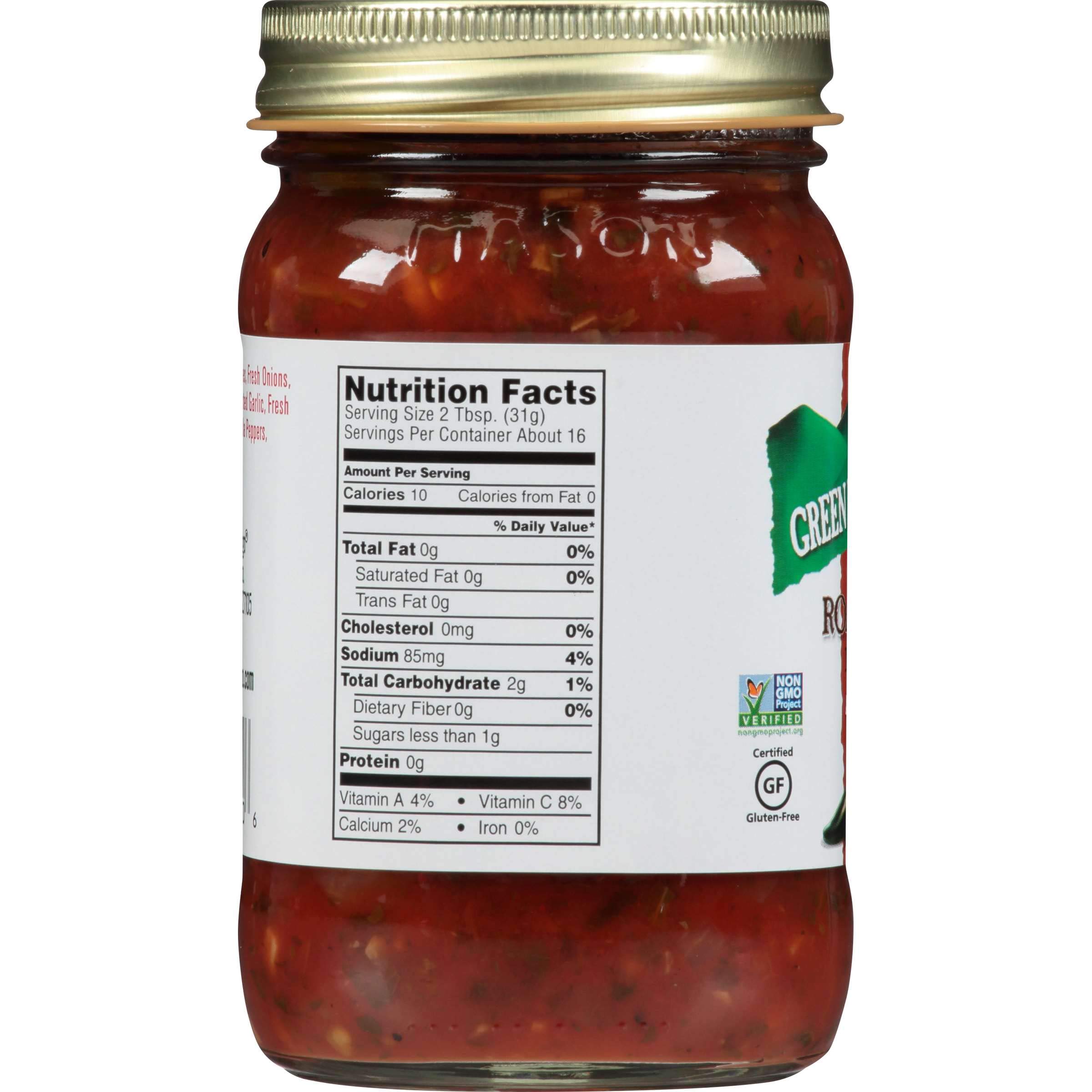 Green Mountain Gringo Fire Roasted Garlic Salsa - 16oz Jar (Pack of 12) | Authentic Mexican Salsa for Chips, Tacos, Nachos & Party Dips | Restaurant Quality Salsa for Home & Events