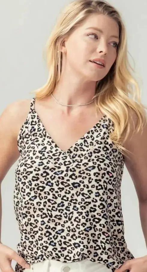 Stylish Multi-Color Leopard Print Cami Top - Women's Fashion Tank for Casual Wear, Night Out & Summer Outfits