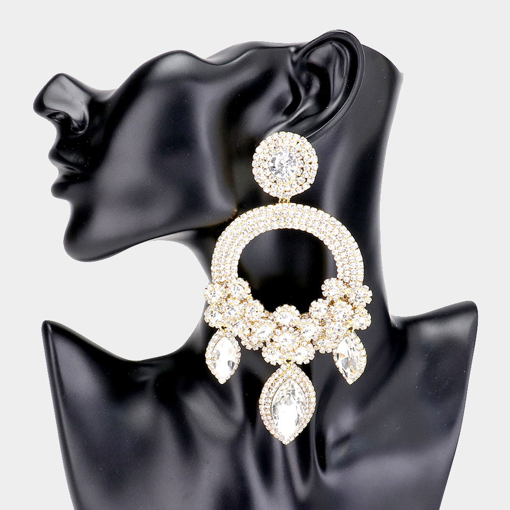 Elegant Long Clear Crystal Chandelier Earrings for Women - Gold Plated Prom Pageant Wedding Party Jewelry | Perfect for Evening Gala, Formal Events & Special Occasions