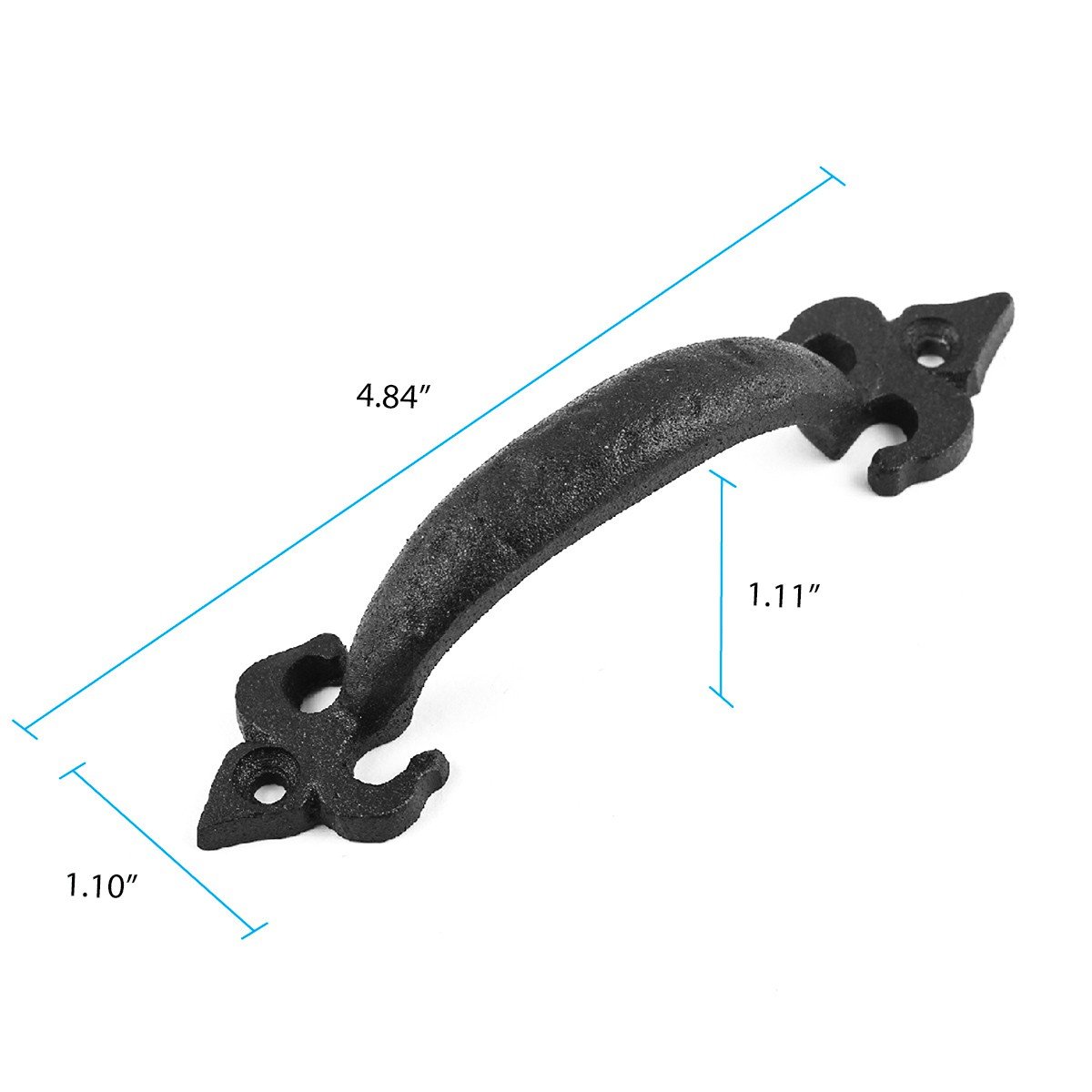 Vintage Black Wrought Iron Cabinet Handle 4.8