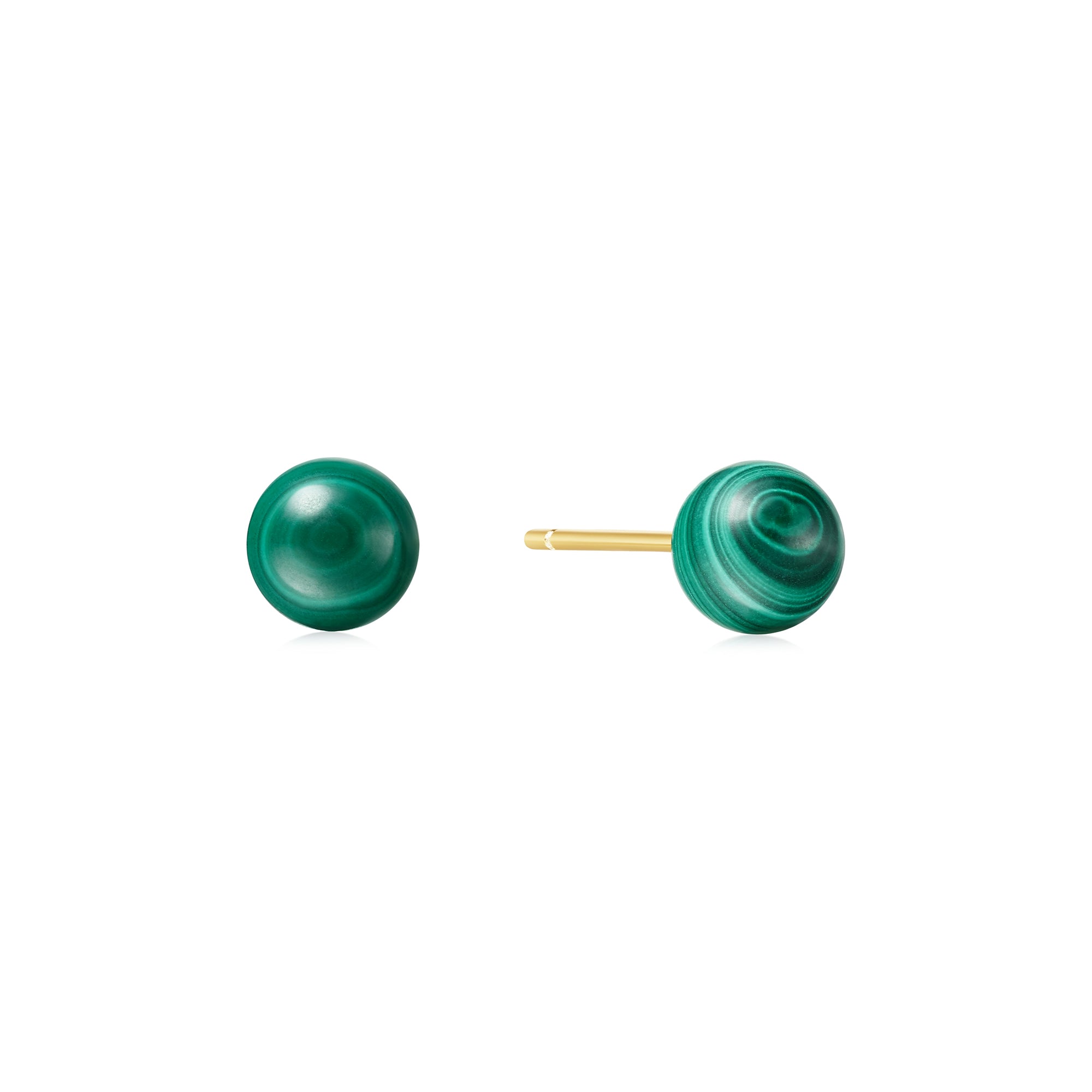 Gold Malachite Sphere Stud Earrings - Elegant Green Gemstone Jewelry for Women | Perfect for Parties, Weddings & Everyday Wear