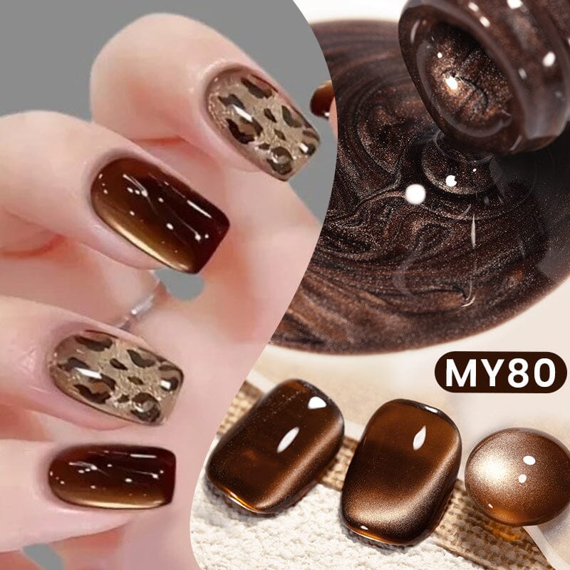 MY80 Dark Chocolate Magnetic Gel Polish for Nails - 10ml Water Light Cat Design - Perfect for Salon & Home Manicures