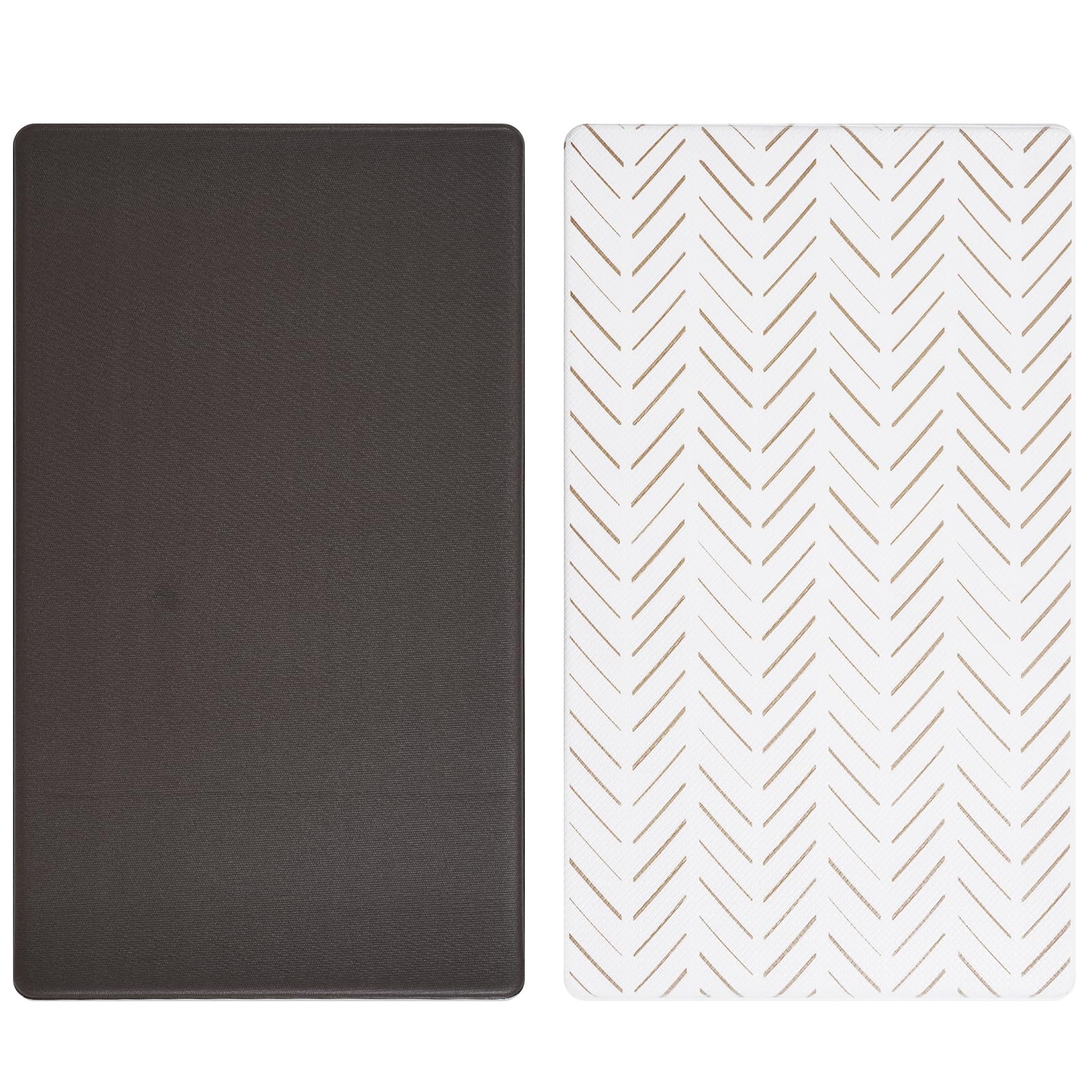 KIMODE Anti-Fatigue Kitchen Mats Set of 2 - Non-Slip Cushioned Floor Mats for Standing Desk, Office & Laundry Room - Waterproof Comfort Foam Rug in Light Brown/Beige - Perfect for Sink Areas, Cooking & Workstations