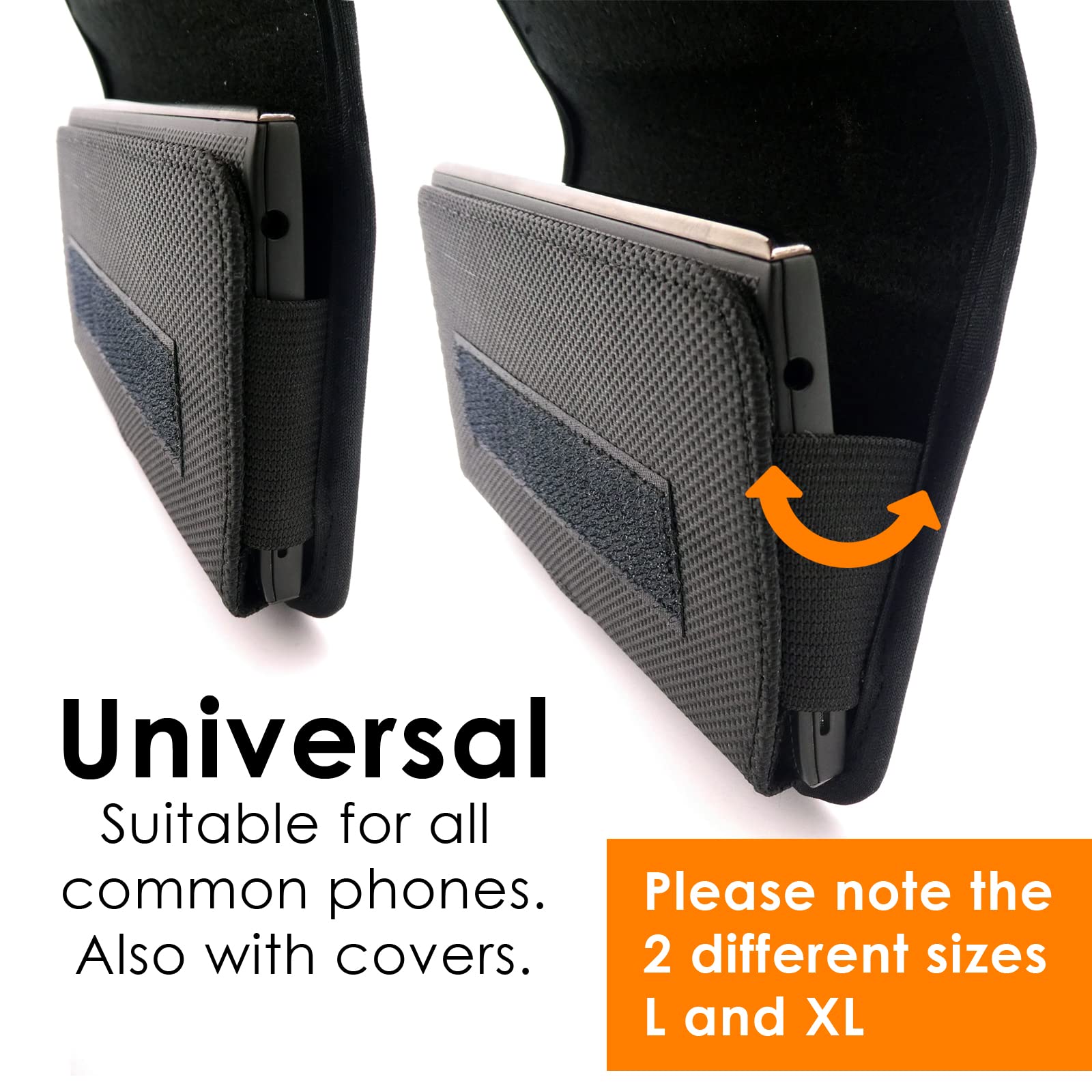 Scozzi Horizontal Belt Holster Phone Case - Compatible with Samsung S24/S23/S22/S21/S20/A55/A54 & iPhone 15/14/13/12/11/XR/FE/Plus/Ultra/Max/Lite/Pro - Durable PE Smartphone Pouch for Running, Hiking & Outdoor Activities