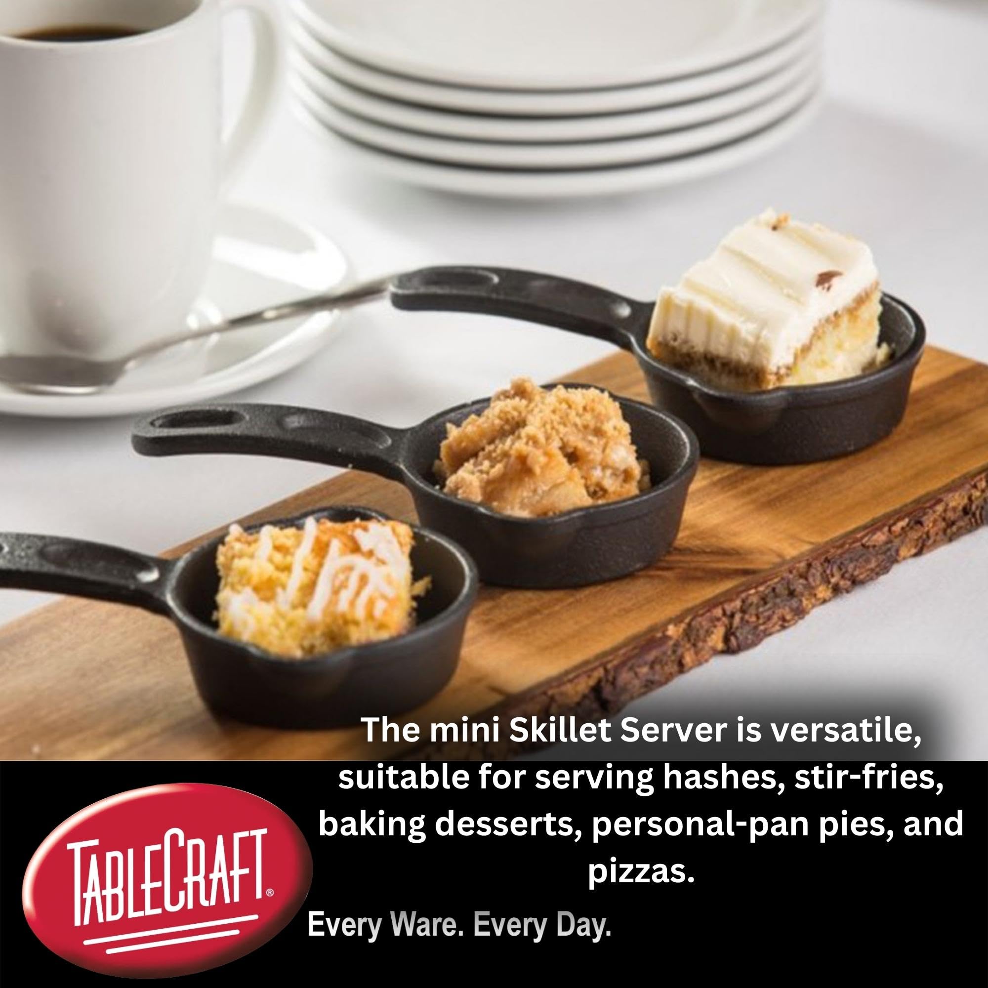 TableCraft 11 oz Cast Iron Mini Skillet - Black - Perfect for Individual Desserts, Eggs & Appetizers | Durable Non-Stick Cooking Pan for Kitchen, Camping & Outdoor Use