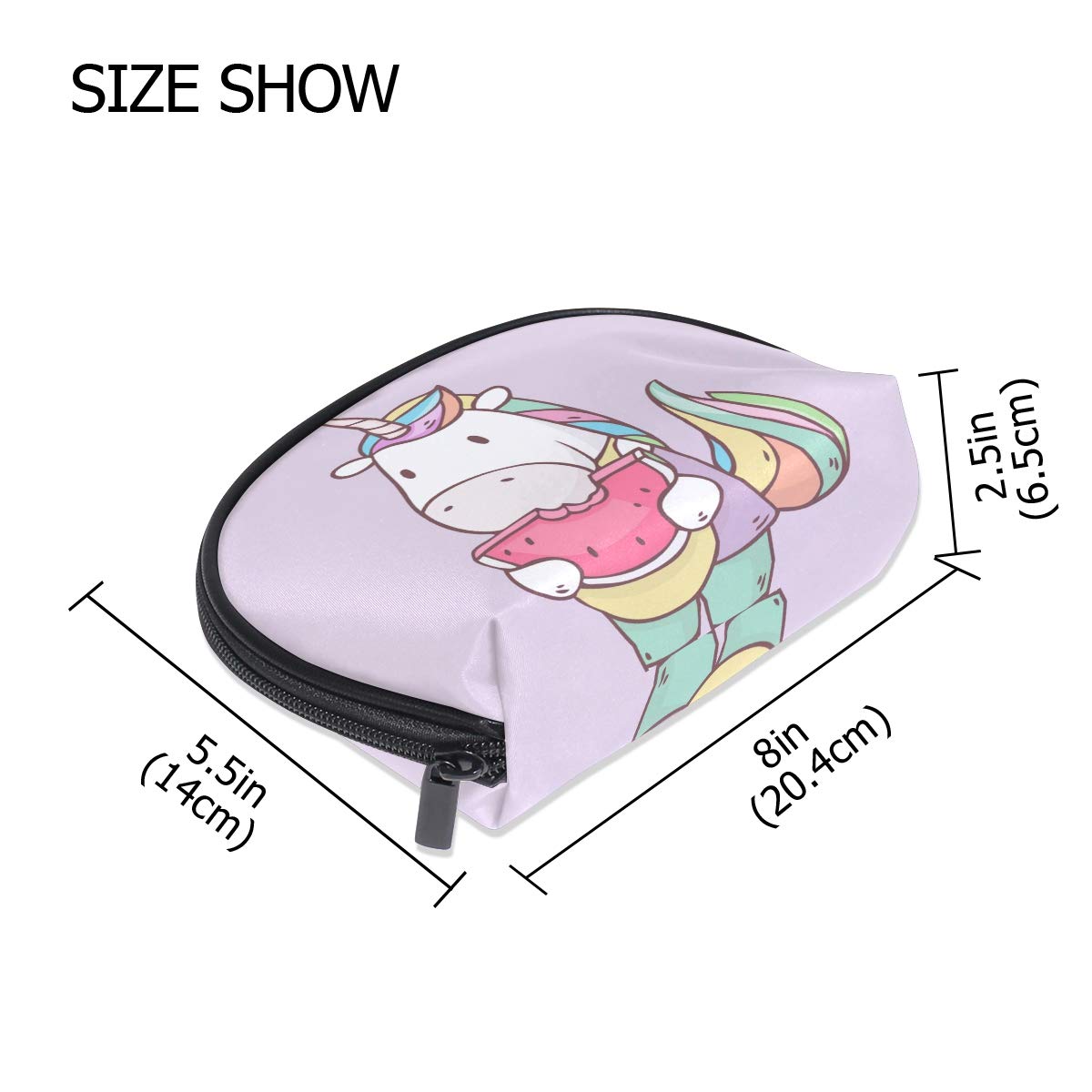 Fantasy Unicorn Watermelon Travel Cosmetic Bag - Small Makeup & Toiletry Organizer for Women - Portable Carry Case Pouch for Jewelry, Cosmetics & Essentials - Perfect for Vacation, Gym & Daily Use