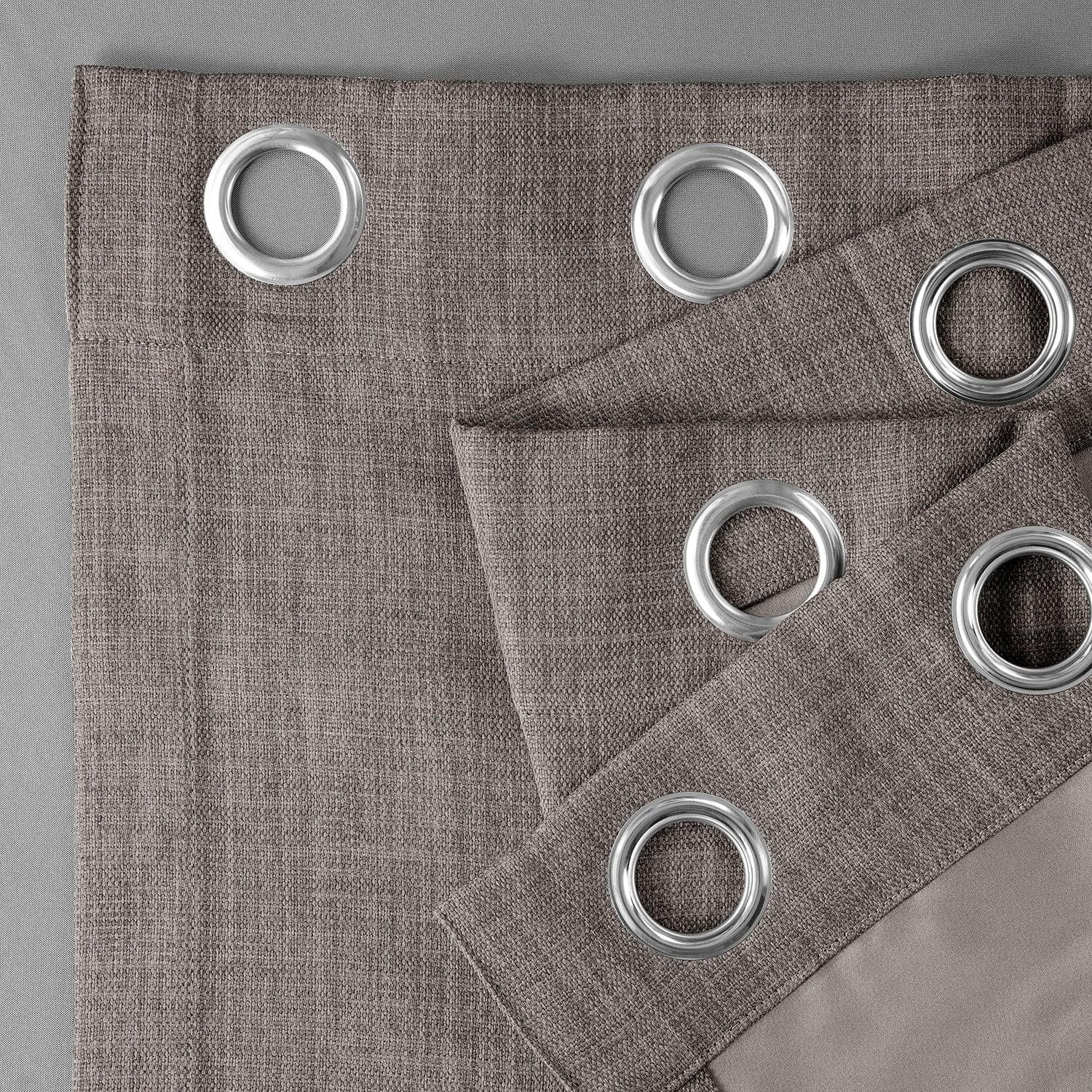 Luxury Mink Grommet Textured Faux Linen Blackout Curtains for Bedroom & Living Room - Noise Reducing Thermal Insulated Window Drapes for Home Decor
