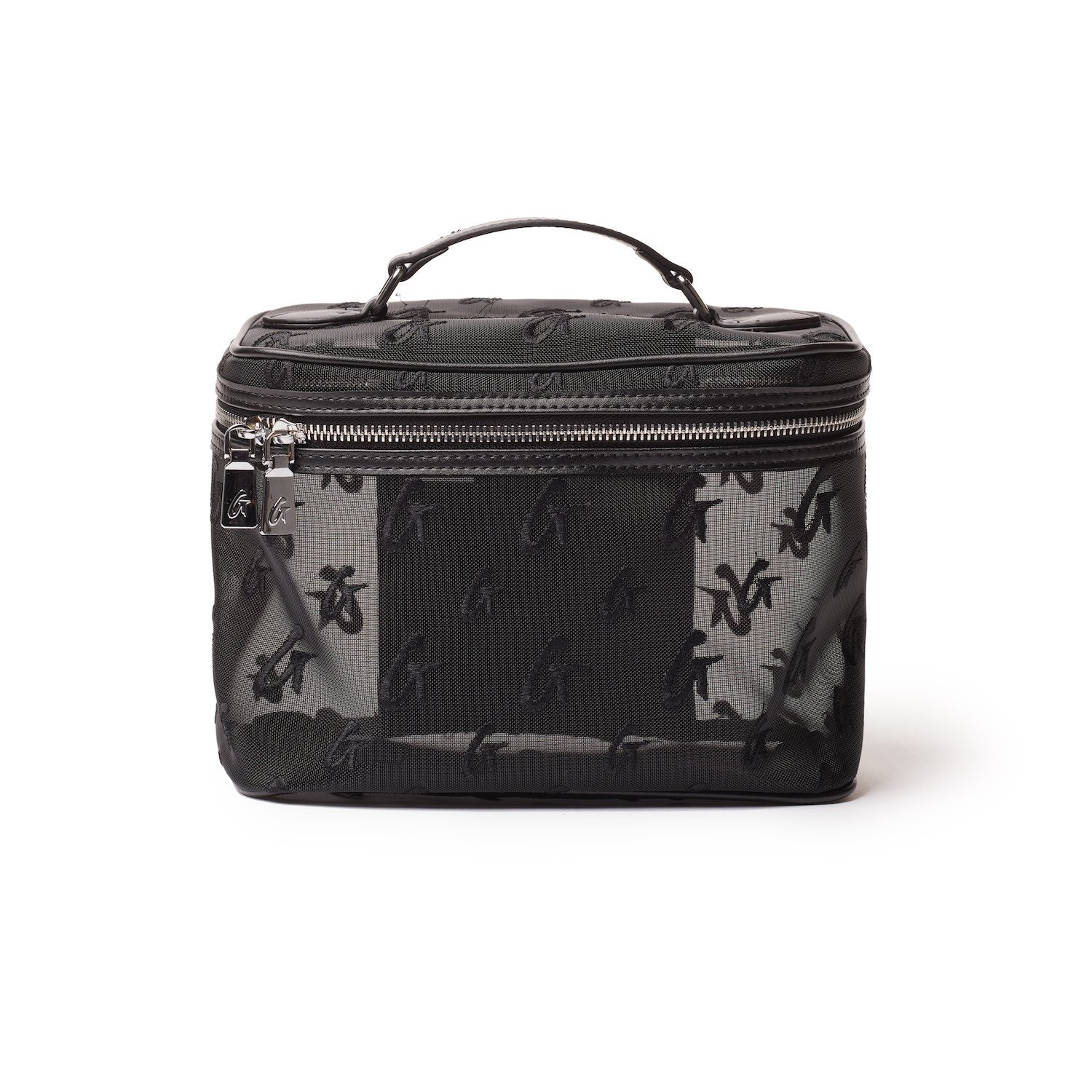 Large Mesh Monogram Toiletry Bag - Black | Waterproof Travel Cosmetic Organizer for Gym, Vacation & Business Trips
