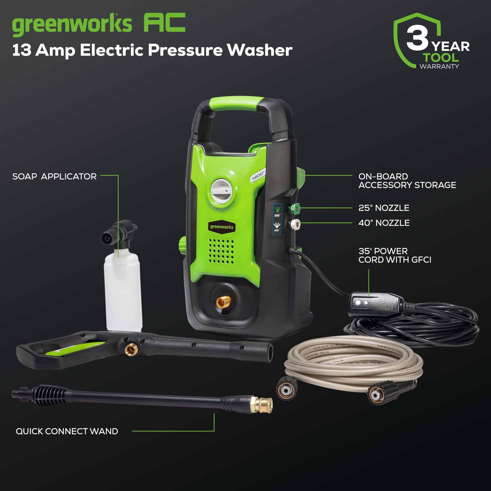 1600 PSI 1.2 GPM Electric Pressure Washer - High Power Pressure Cleaner for Home, Driveway, Deck & Patio Cleaning | Portable Outdoor Cleaning Equipment for Cars, Fences & More