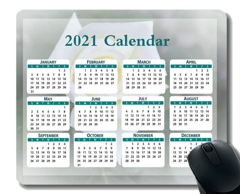 2021 Winter Themed Gaming Mouse Pad with Holiday Calendar - Snowy Frosty White Design, 2 Soft Non-Slip Mouse Pads for PC Gaming & Office Work | Perfect for Christmas Decor & Winter Computer Setup