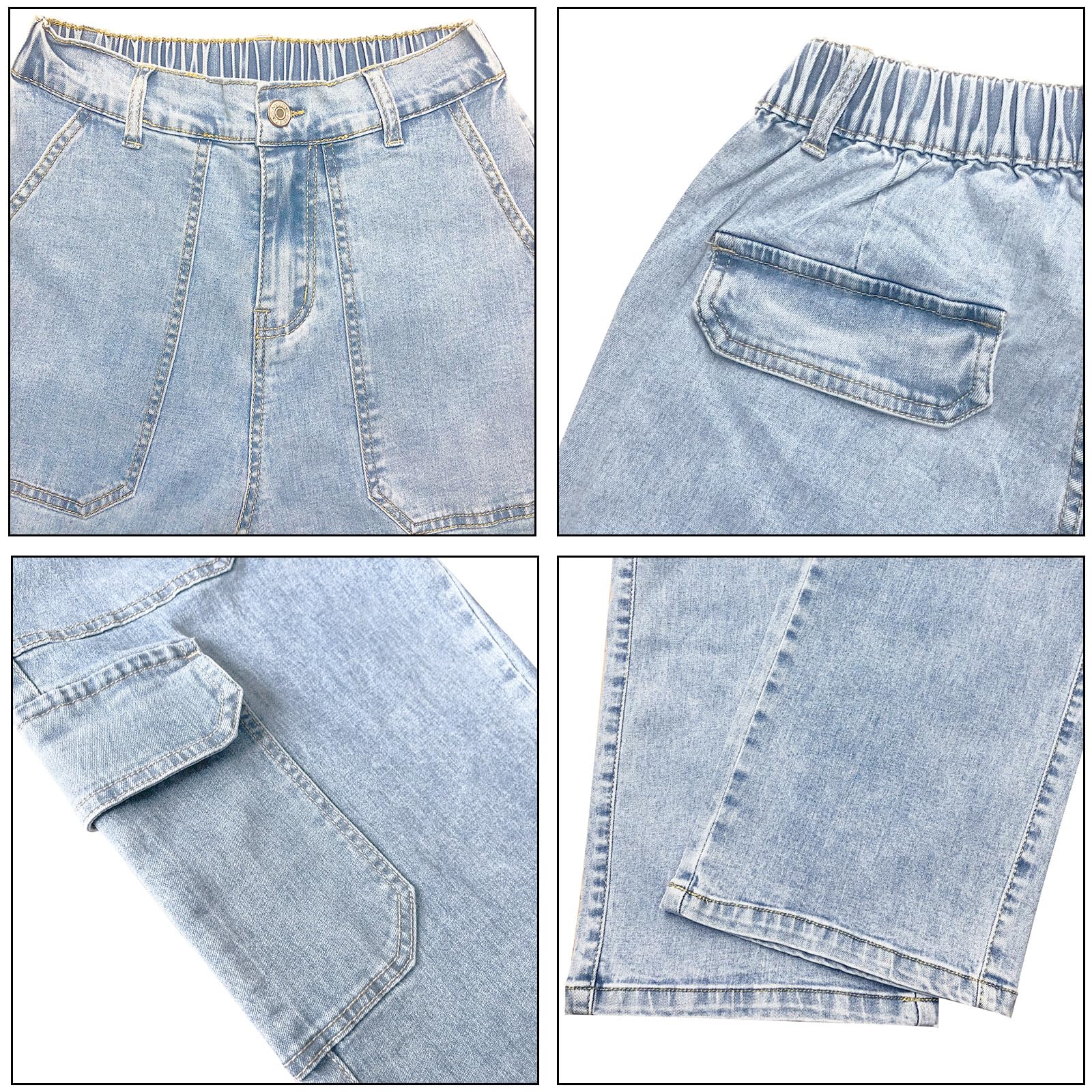 **Women's High Waisted Cargo Jeans - Stretchy Wide Leg Denim Pants for Casual & Streetwear | Trendy Fashion for Everyday Wear, Work & Outings**