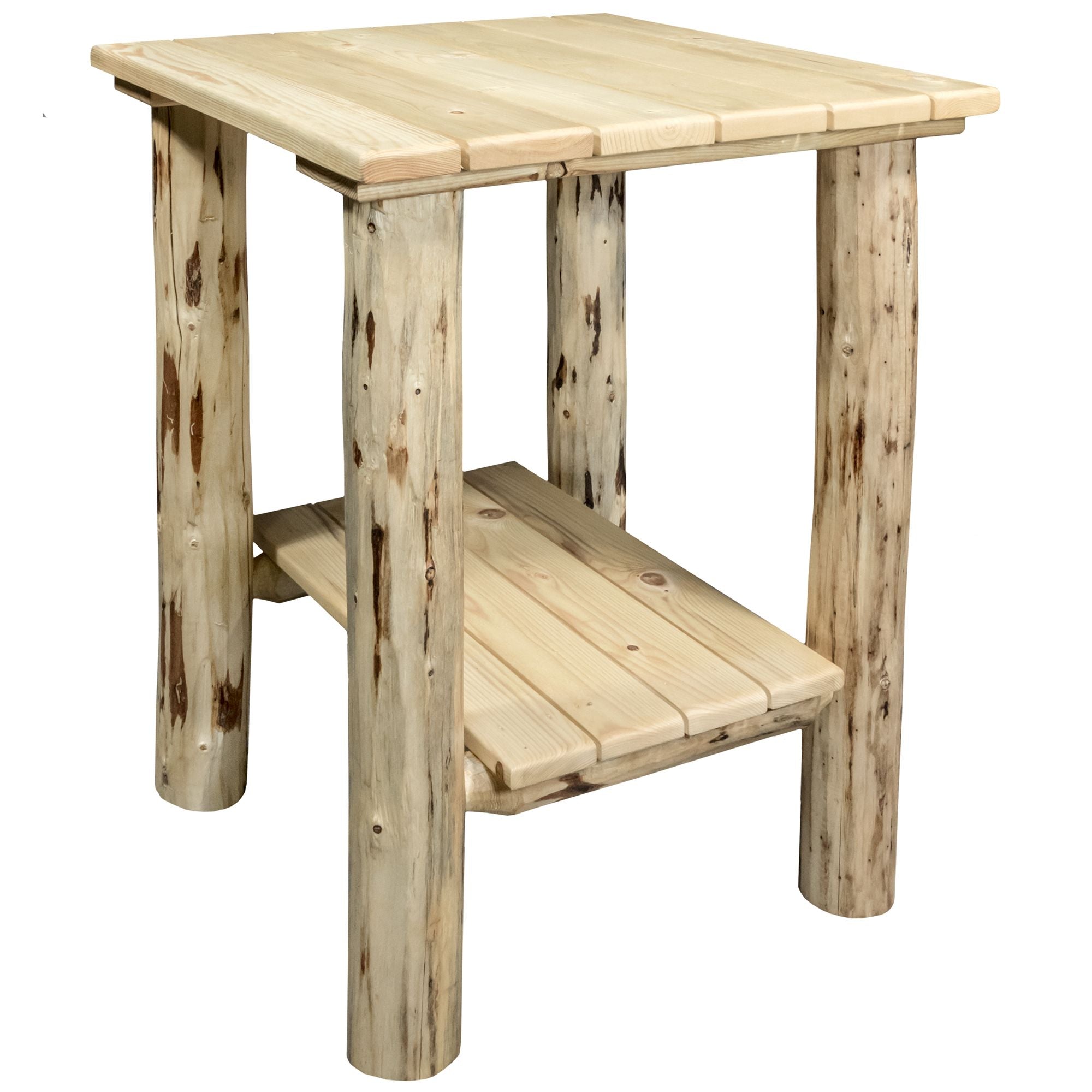 Rustic Montana Outdoor End Table - Weather-Resistant Patio Side Table for Garden, Porch & Deck - Perfect for Coffee, Books & Decor