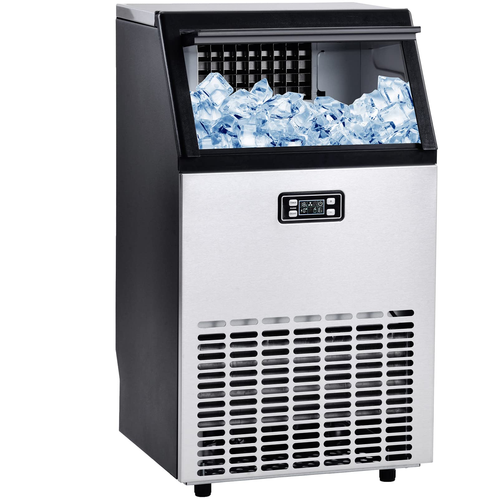 DDHVVOH Portable Countertop Ice Maker with LED Display - Quiet & Eco-Friendly, Includes Drain Hose, Inlet Hose, Faucet Connector & Ice Scoop - Makes 45 Cubes per Cycle (45kg/24h) - Perfect for Home, Office, Parties & Outdoor Use