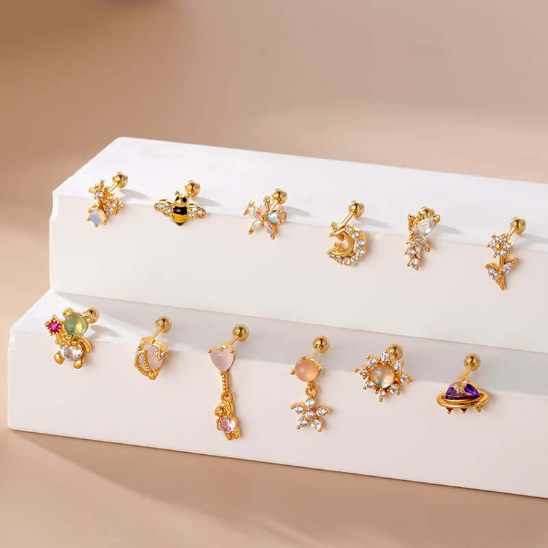 20G Helix Cute Animal Conch Stud Earrings for Cartilage Piercing | Trendy Jewelry for Women & Teens | Perfect for Everyday Wear & Special Occasions