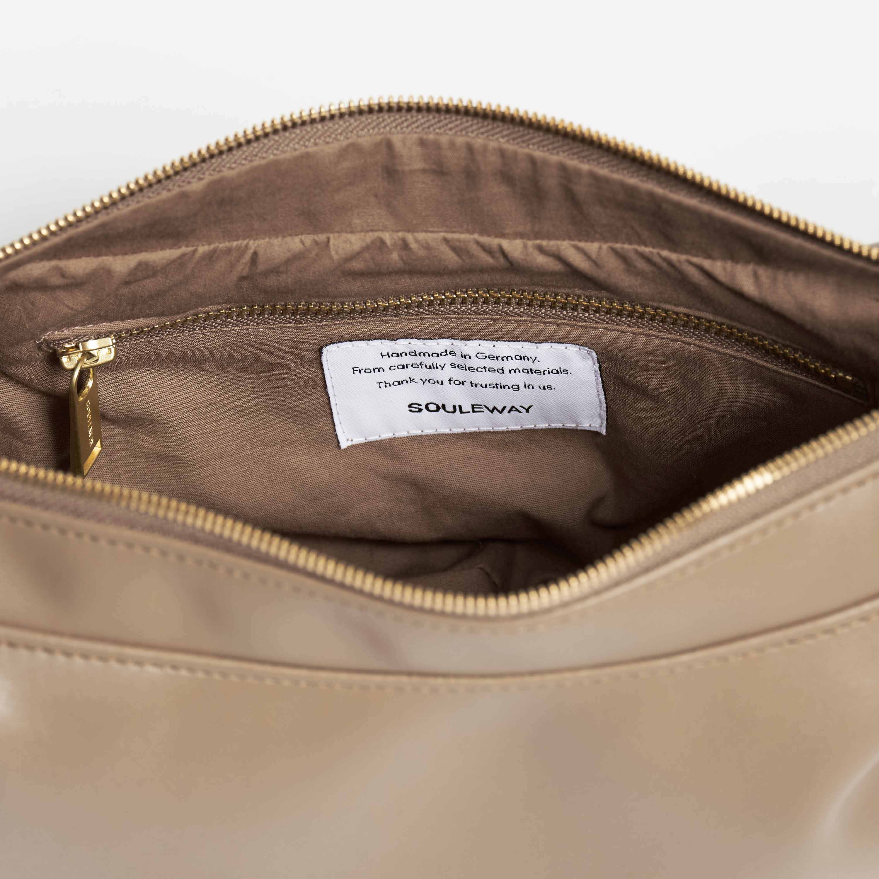 Oleatex Vegan Olive Leather Half Moon Crossbody Bag | Mocha Brown | Eco-Friendly Handbag for Women | Perfect for Work, Travel & Everyday Use