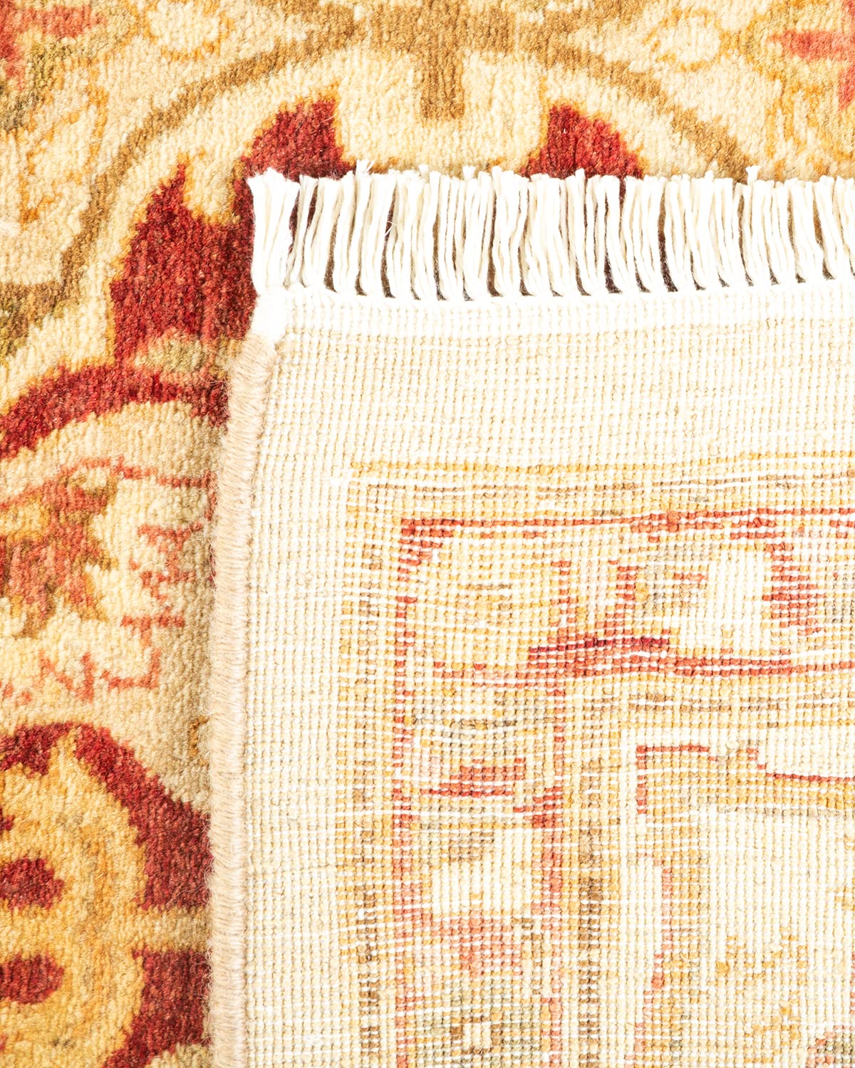 Handmade Traditional Oriental Mogul Ivory 4x6 Wool Area Rug - One of a Kind Hand Knotted Solo Rugs for Living Room, Bedroom & Home Decor