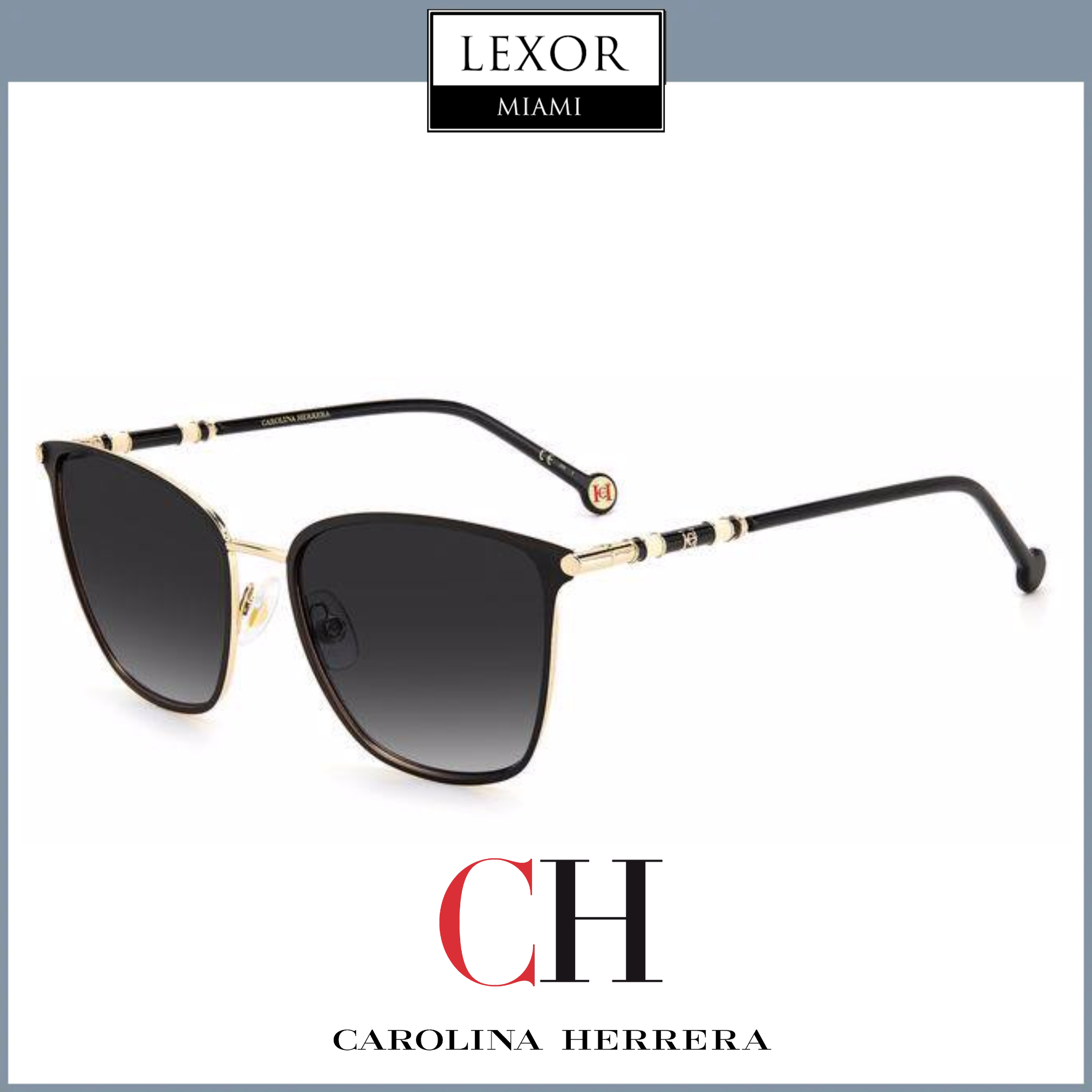 Carolina Herrera CH 0030/S RHL GOLD Women's Designer Sunglasses with UV Protection - Stylish Luxury Shades for Women, Perfect for Beach, Driving & Outdoor Fashion
