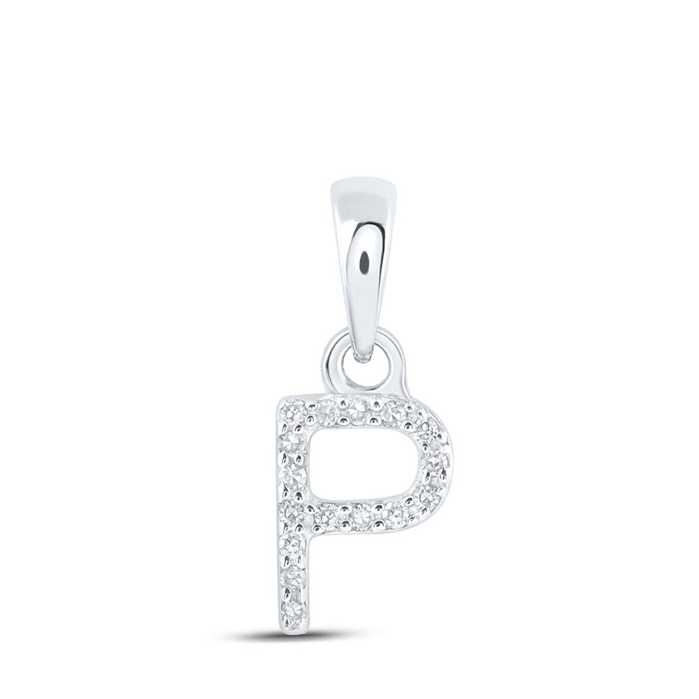 10K White Gold Women's Round Diamond Initial 