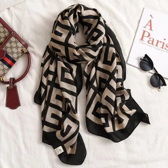 Stylish Black and White Women's Scarves - Soft Fashion Accessory for Winter, Fall, and Everyday Outfits
