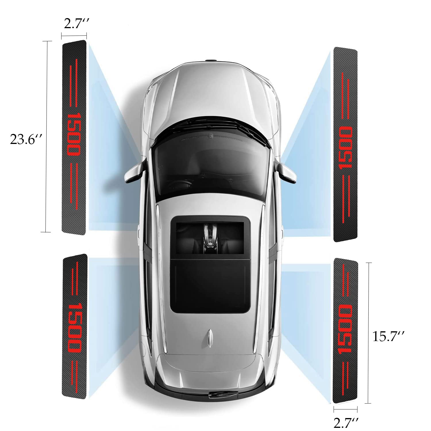 RAM 1500 Car Door Sill Protector - 4PC Carbon Fiber Anti-Scratch for Front/Rear Doors - Interior Upgrade