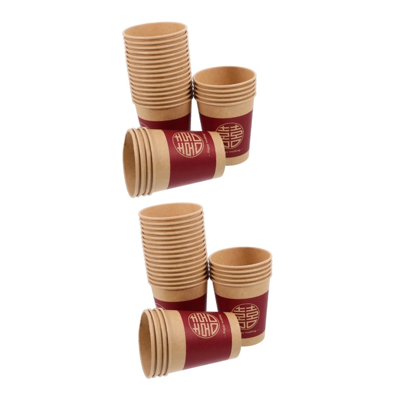 ULTECHNOVO 100 Pcs Happy Wedding Paper Cups - Double Wall Disposable Red Party Cups for Wedding, Holiday & Celebration (Xi Design) - Perfect for Bridal Showers, Receptions & Festive Gatherings