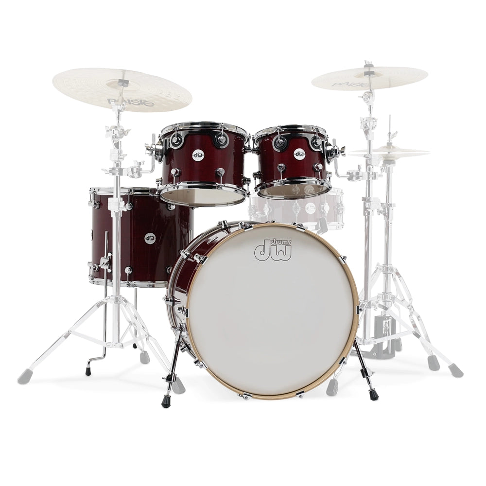 DW Design Series 4-Piece Shell Pack Drum Set - Cherry Stain Finish | Professional Drum Kit for Live Performances & Studio Recording