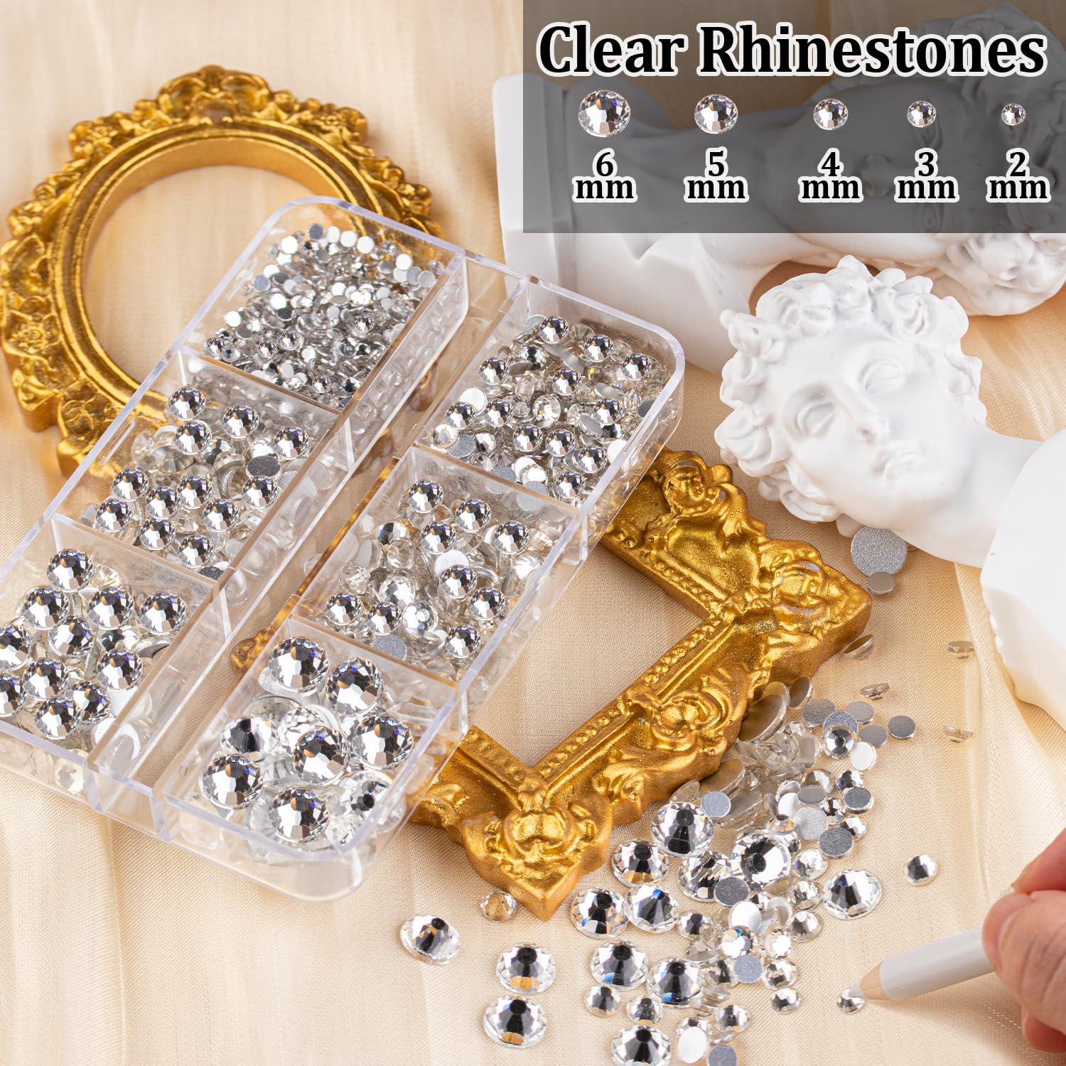 Colorful Face Gems Makeup Set - Flatback Clear Glass Rhinestones with Glue, Picker Pencil & Tweezers for Eye, Body, Hair & Nail Art | Perfect for Festival, Party & Special Occasion Makeup