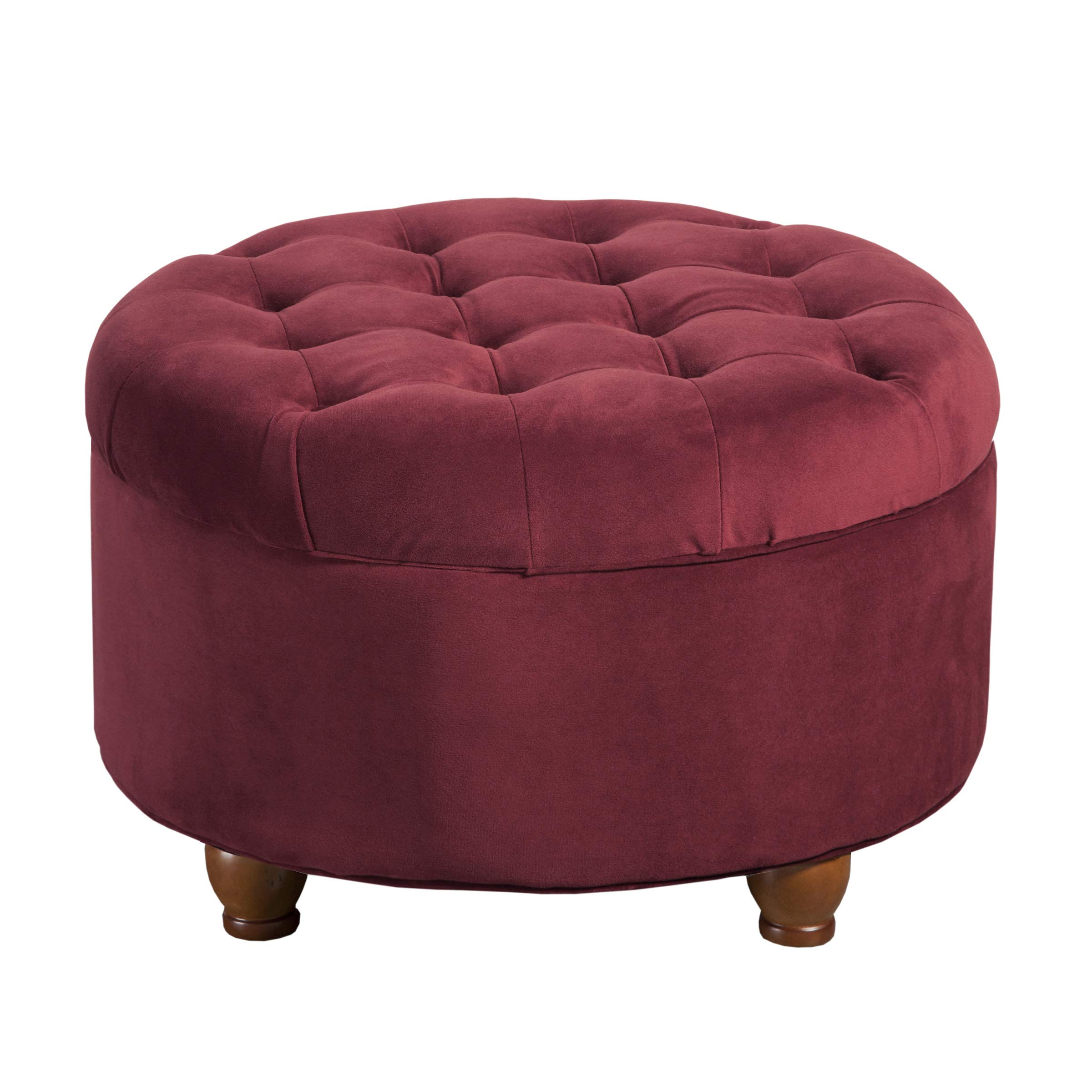 Large Button Tufted Velvet Round Storage Ottoman with Hidden Compartment - Berry Color Home Decor for Living Room & Bedroom | Perfect for Extra Seating, Footrest and Living Room Storage | Homepop N8264-B119