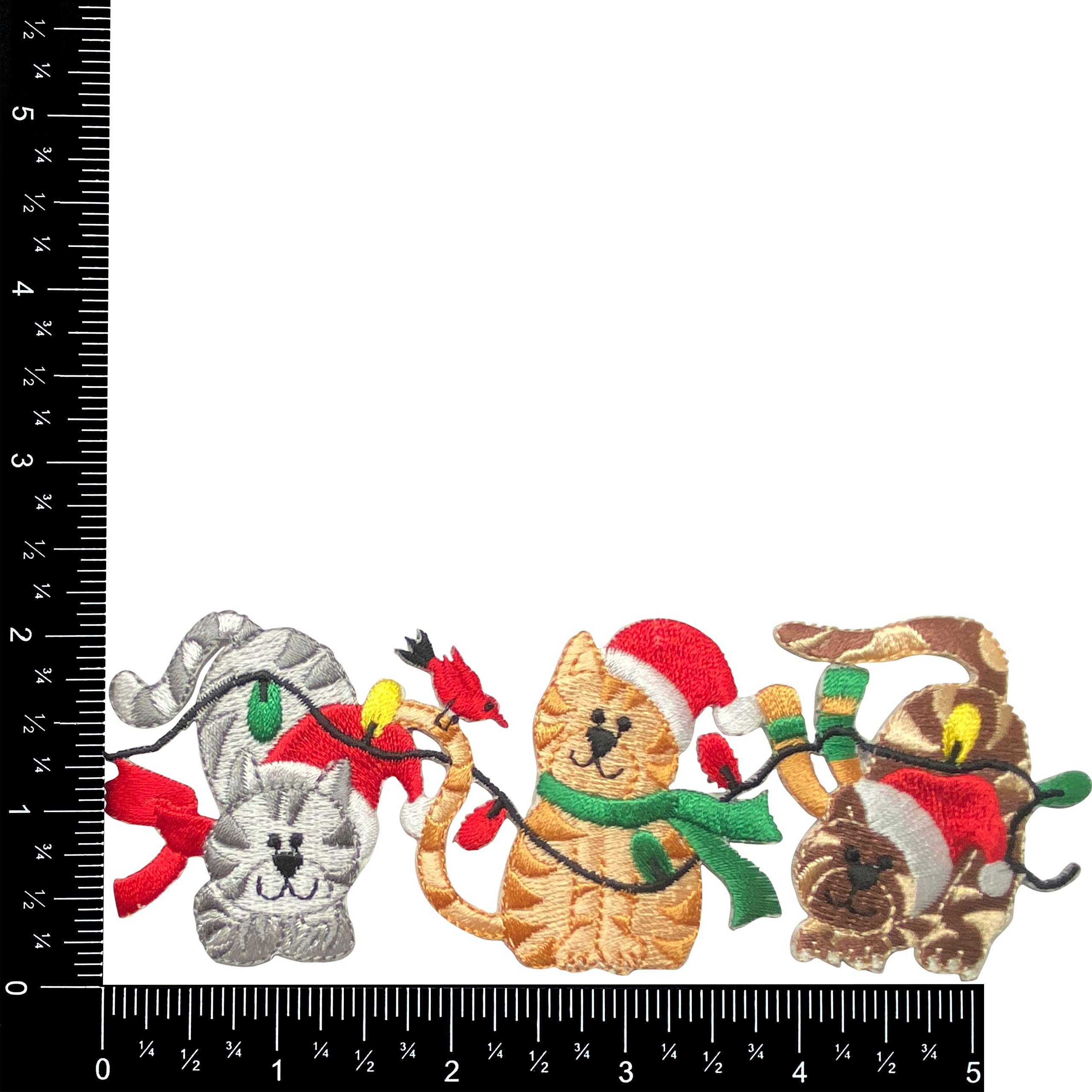 Christmas Embroidered Iron-On Patch with Three Kittens and Santa - Festive Holiday Decor for Clothing, Hats, Bags & DIY Crafts