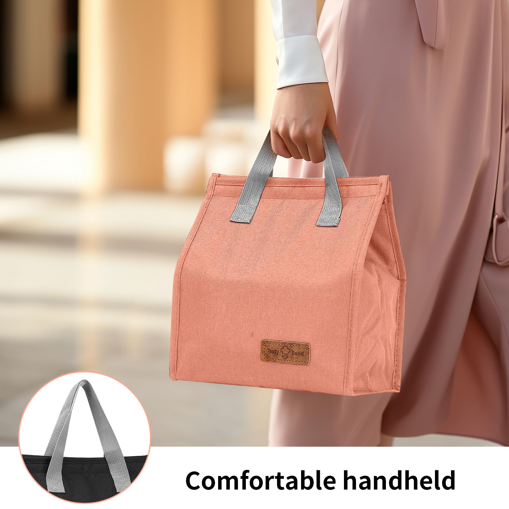 Insulated Lunch Bag for Women & Men - Reusable Lunch Box Tote for Work, Office, Travel - Leakproof & Thermal Food Container - Perfect for Picnics, Commuting & Outdoor Activities - Black